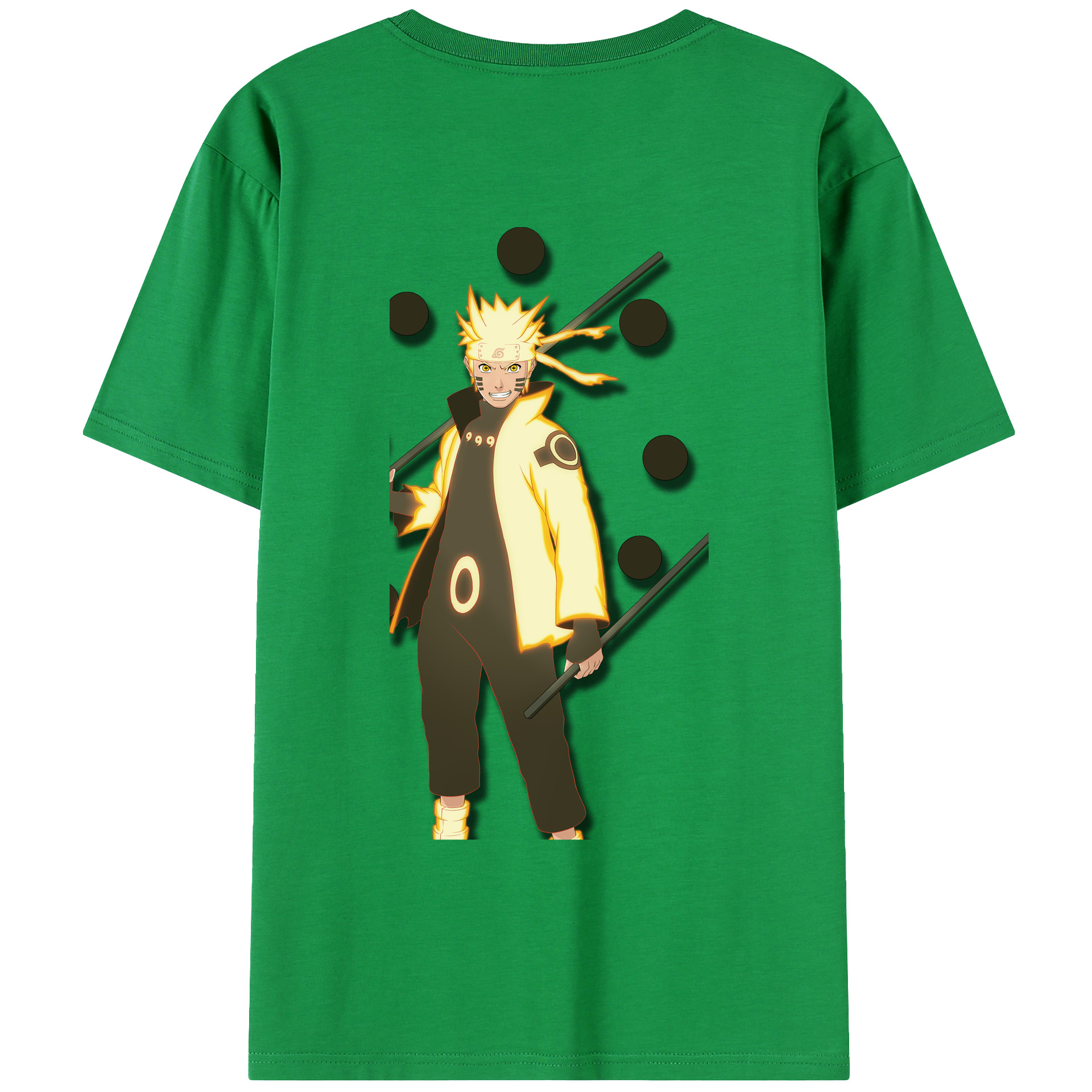 （画像用） NARUTO -ナルト- うずまき ナルト Uzumaki Naruto 綿100％ メンズ半袖Tシャツ（バックプリント） 通気性
