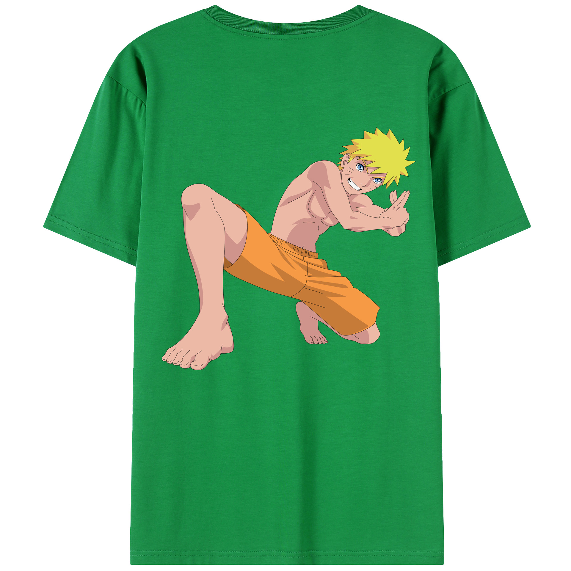 （画像用） NARUTO -ナルト- うずまき ナルト Uzumaki Naruto 綿100％ メンズ半袖Tシャツ（バックプリント） 通気性