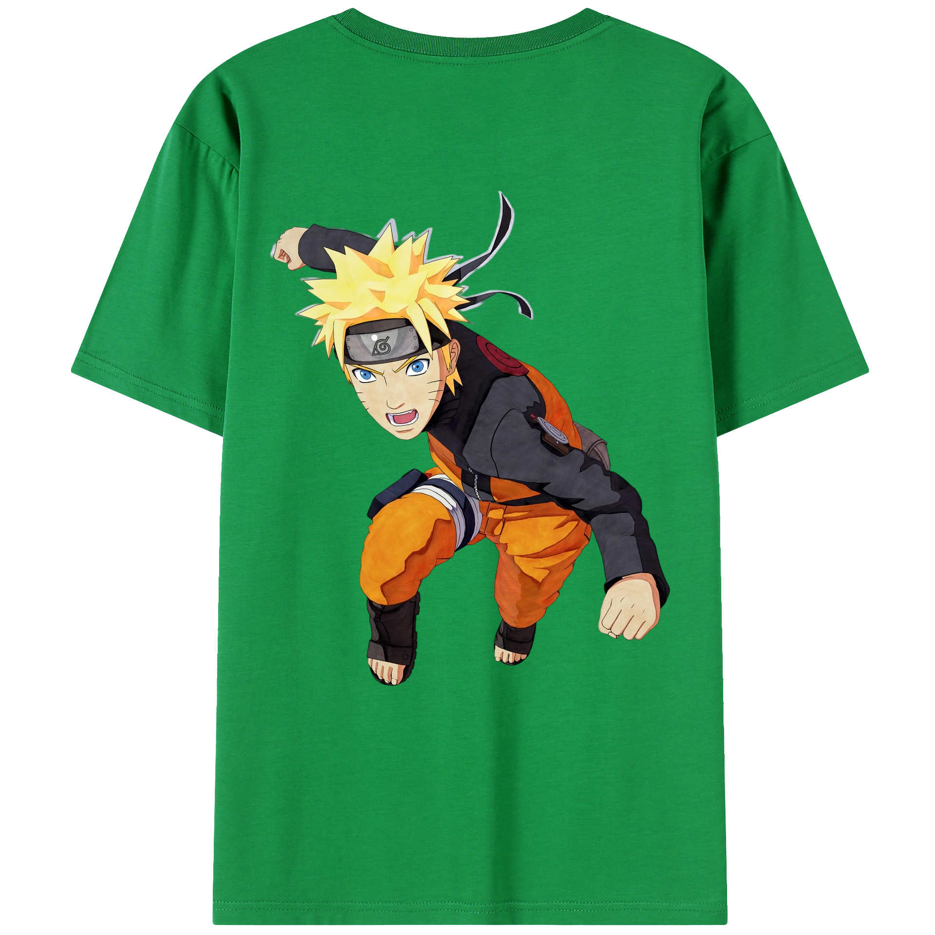 （画像用） NARUTO -ナルト- うずまき ナルト Uzumaki Naruto 綿100％ メンズ半袖Tシャツ（バックプリント） 通気性