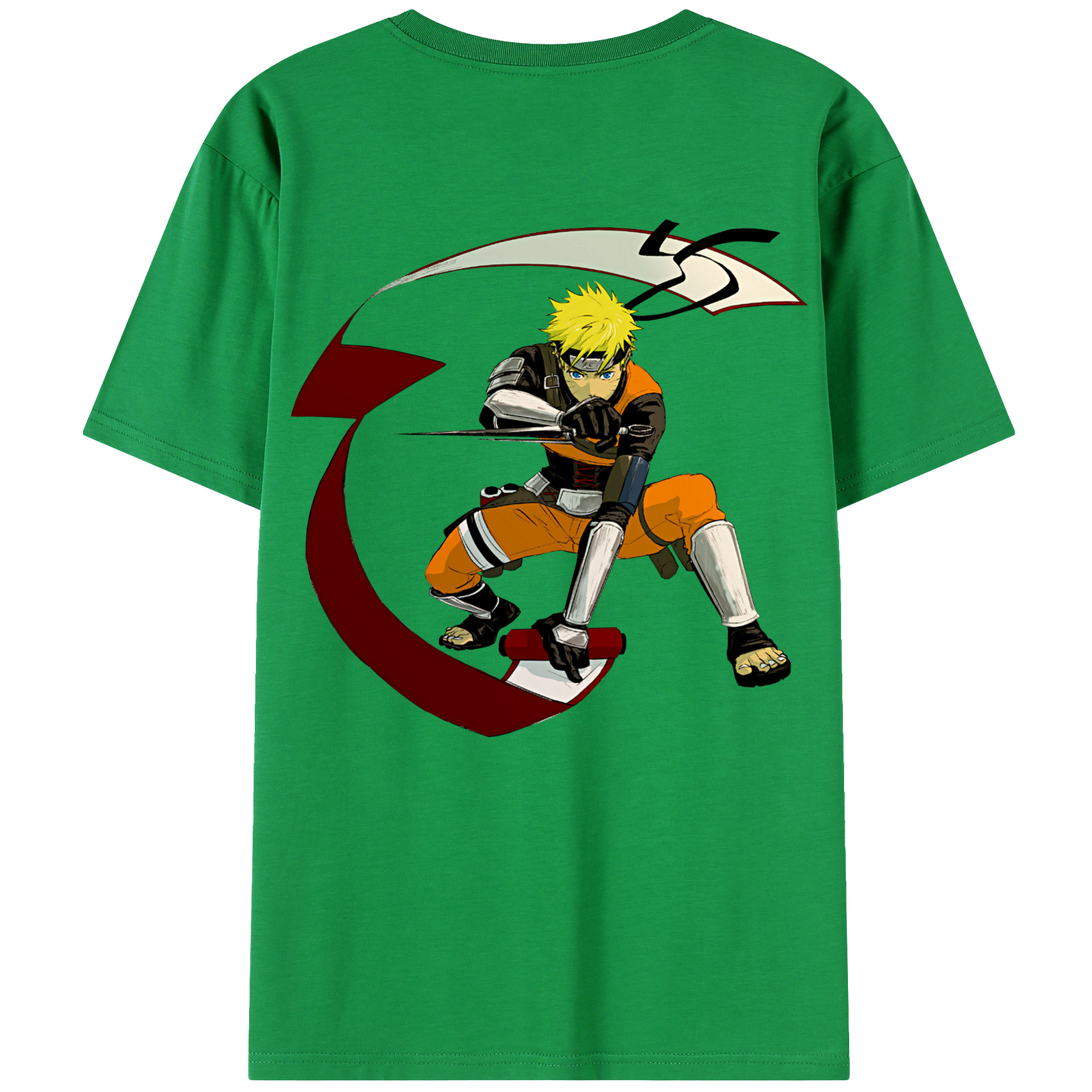 （画像用） NARUTO -ナルト- うずまき ナルト Uzumaki Naruto 綿100％ メンズ半袖Tシャツ（バックプリント） 通気性