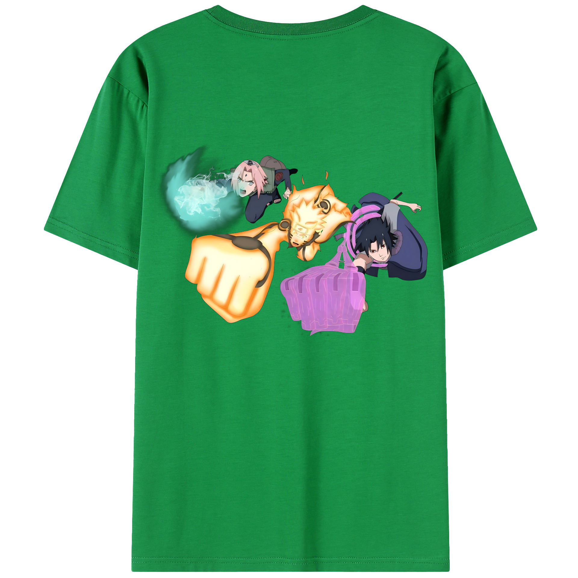 （画像用） NARUTO -ナルト- うずまき ナルト Uzumaki Naruto 綿100％ メンズ半袖Tシャツ（バックプリント） 通気性