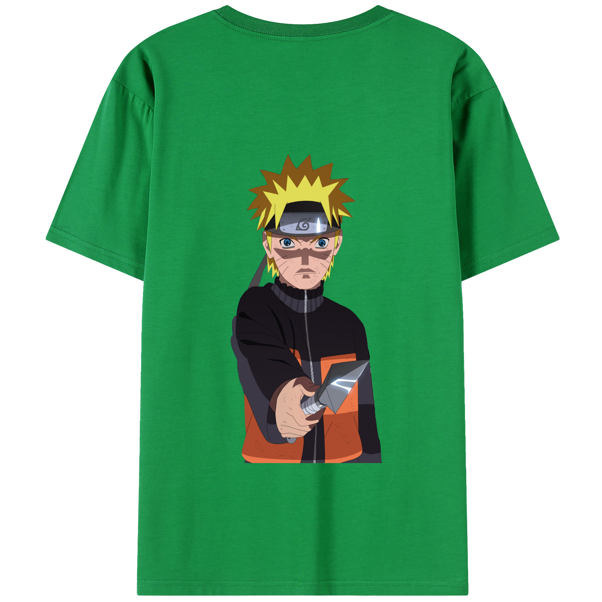 （画像用） NARUTO -ナルト- うずまき ナルト Uzumaki Naruto 綿100％ メンズ半袖Tシャツ（バックプリント） 通気性