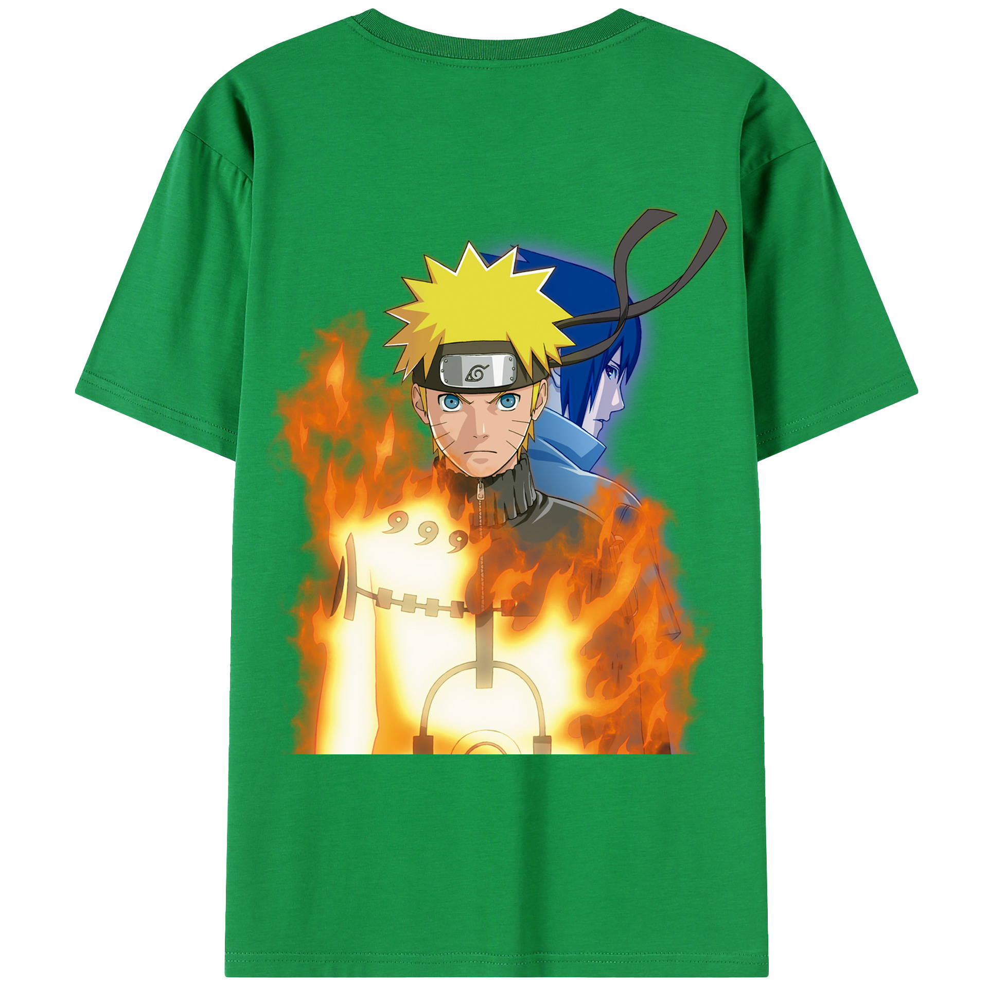 （画像用） NARUTO -ナルト- うずまき ナルト Uzumaki Naruto 綿100％ メンズ半袖Tシャツ（バックプリント） 通気性
