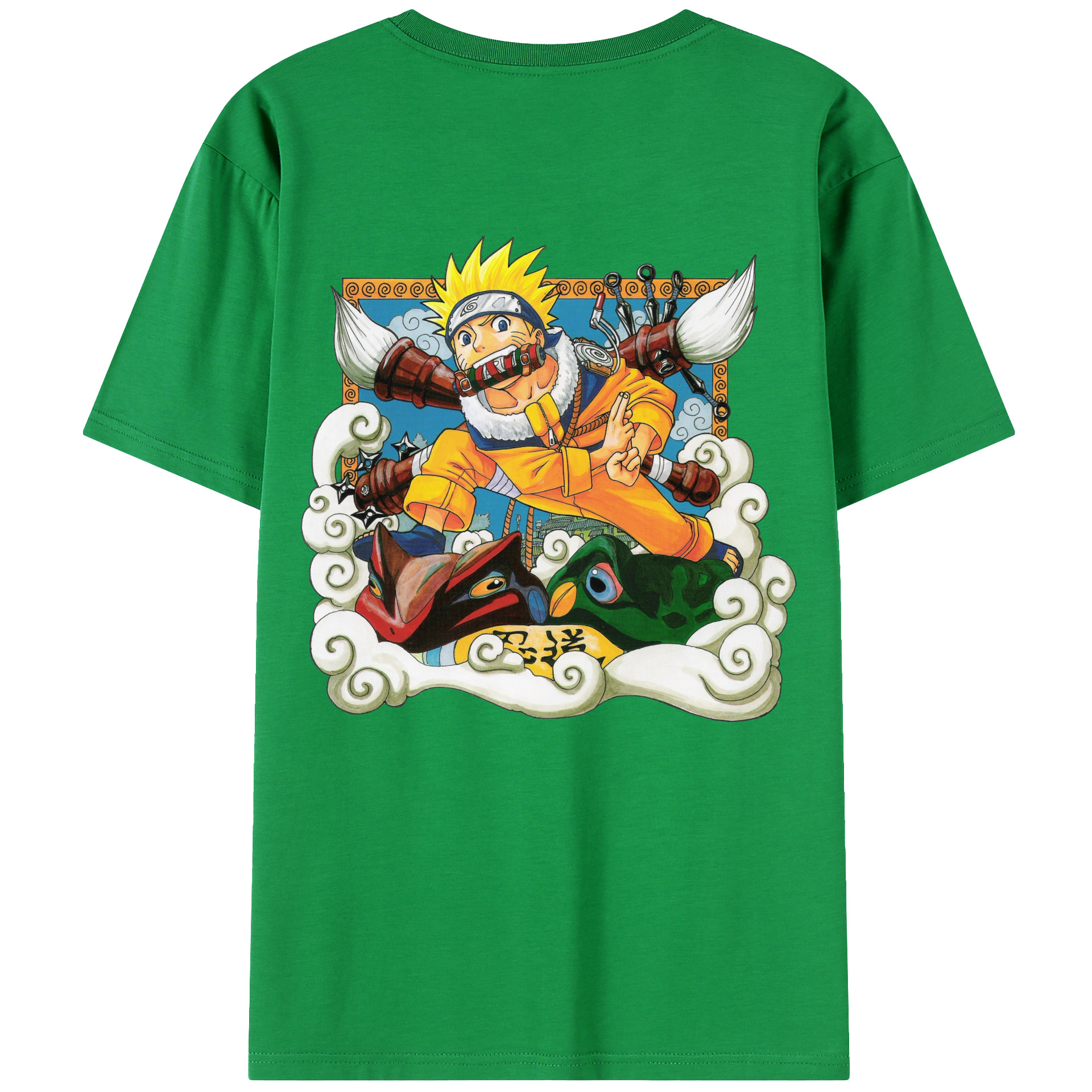 （画像用） NARUTO -ナルト- うずまき ナルト Uzumaki Naruto 綿100％ メンズ半袖Tシャツ（バックプリント） 通気性