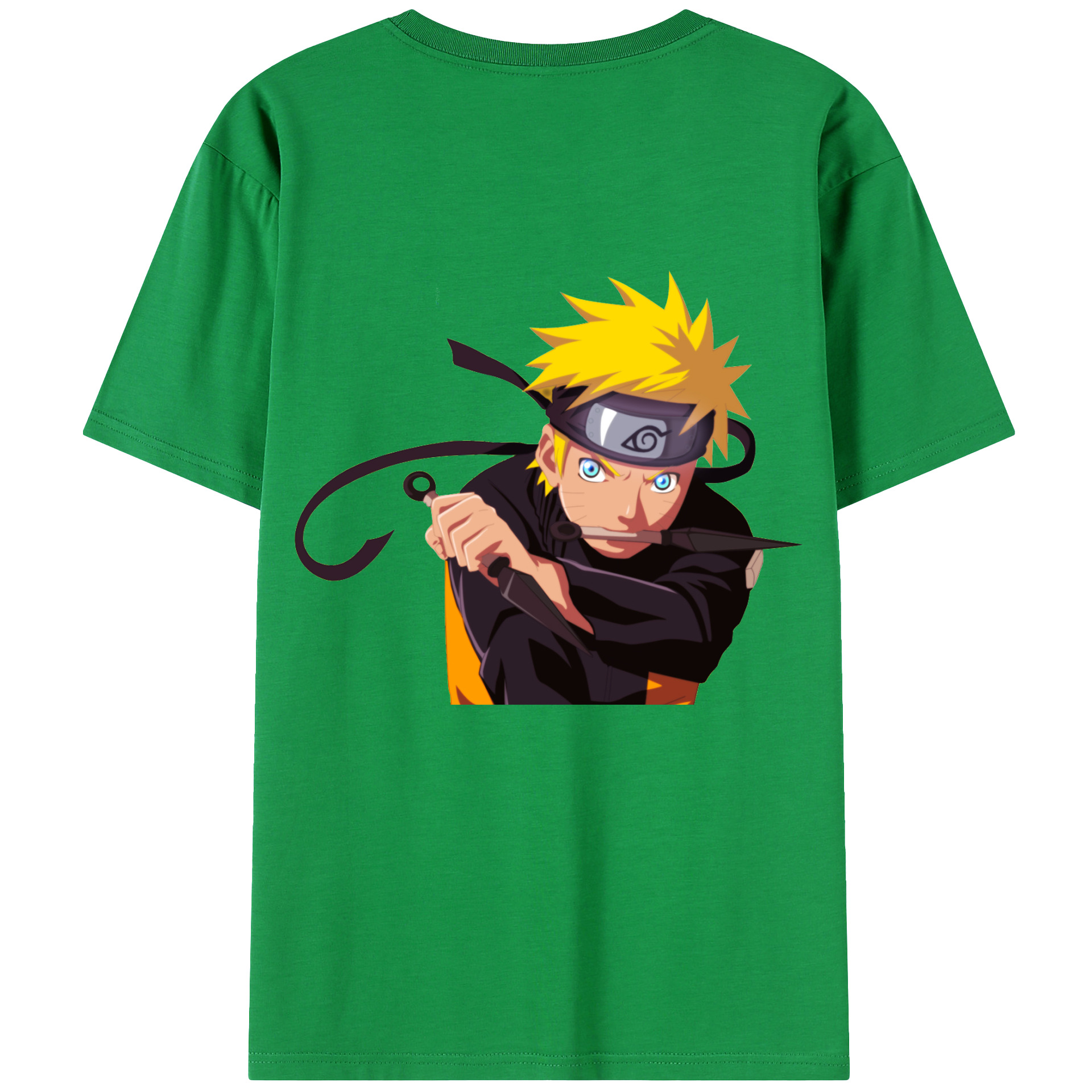 （画像用） NARUTO -ナルト- うずまき ナルト Uzumaki Naruto 綿100％ メンズ半袖Tシャツ（バックプリント） 通気性