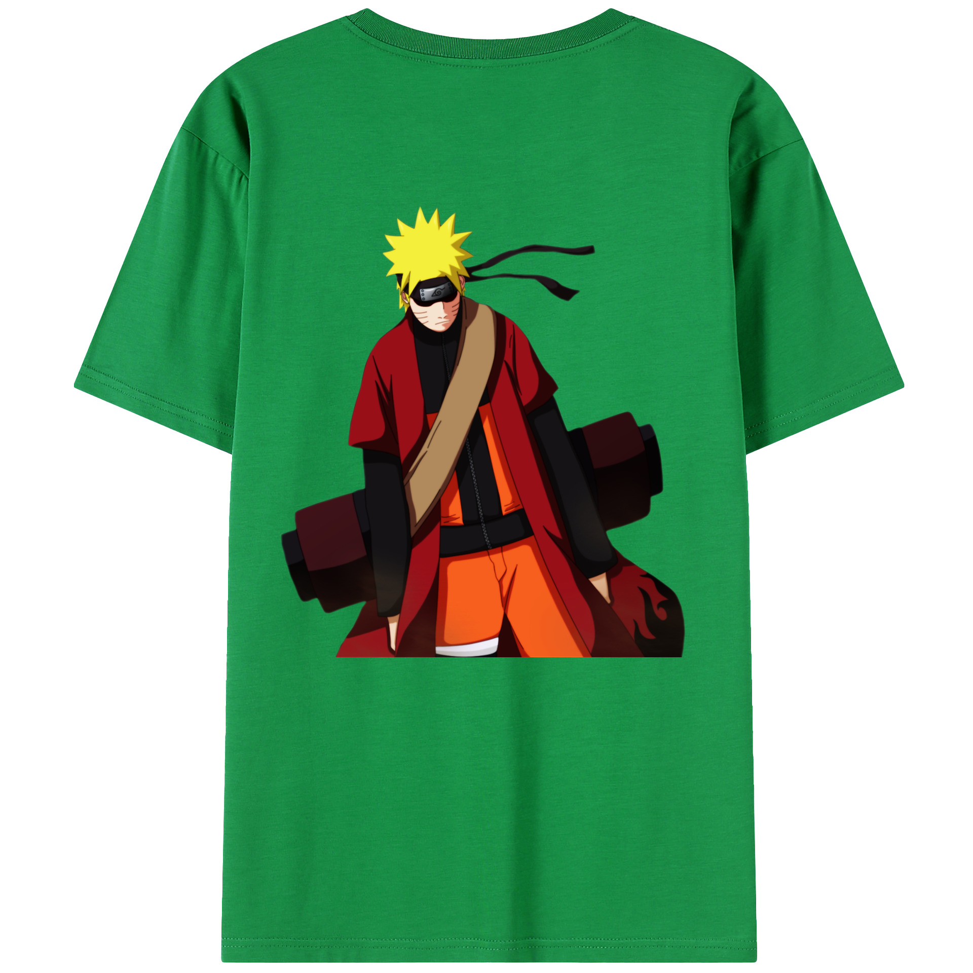 （画像用） NARUTO -ナルト- うずまき ナルト Uzumaki Naruto 綿100％ メンズ半袖Tシャツ（バックプリント） 通気性
