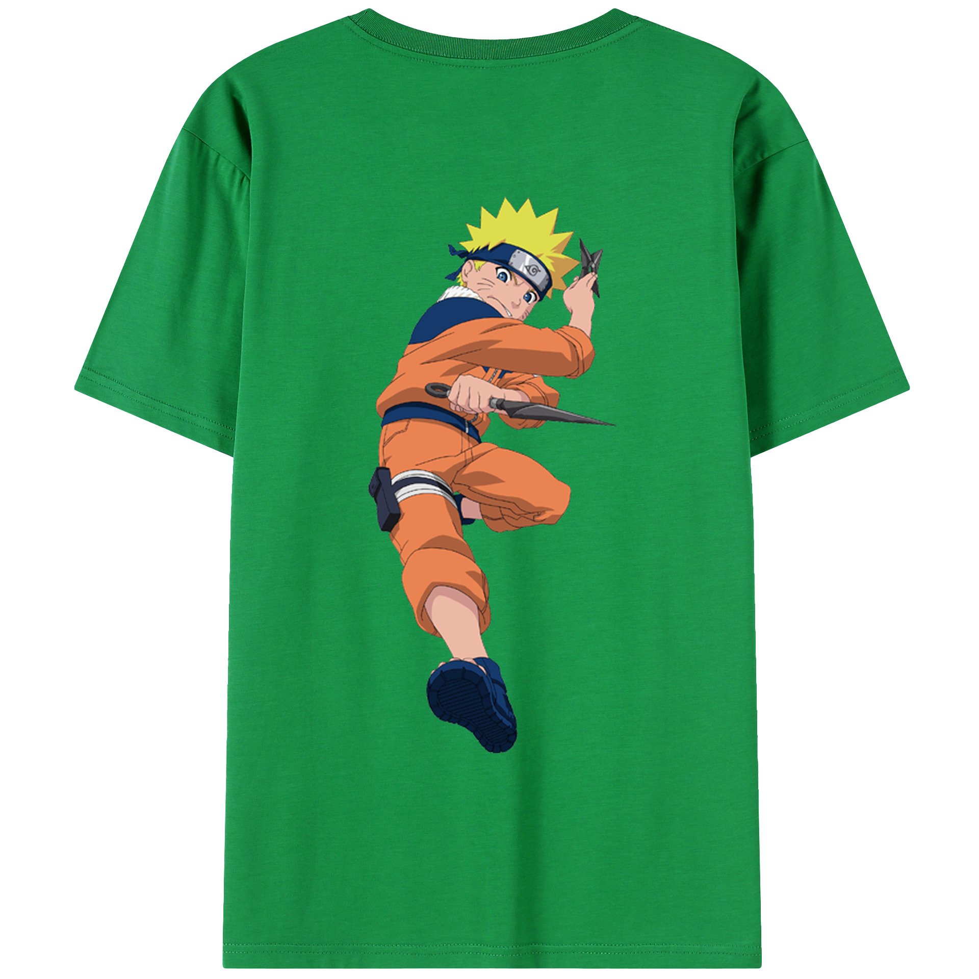 （画像用） NARUTO -ナルト- うずまき ナルト Uzumaki Naruto 綿100％ メンズ半袖Tシャツ（バックプリント） 通気性