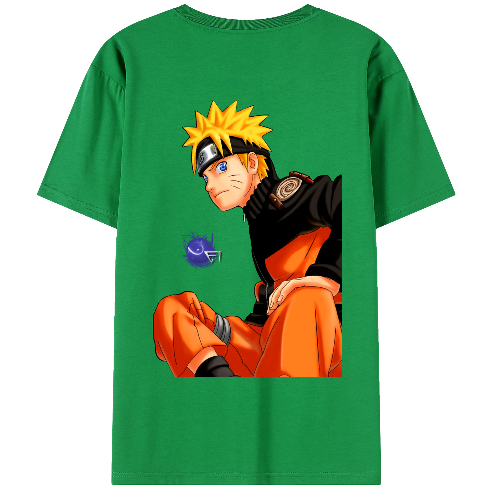 （画像用） NARUTO -ナルト- うずまき ナルト Uzumaki Naruto 綿100％ メンズ半袖Tシャツ（バックプリント） 通気性