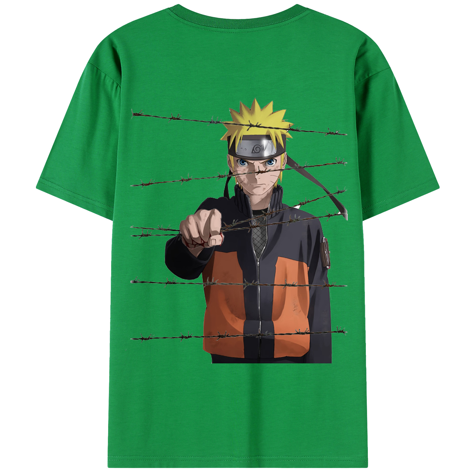 （画像用） NARUTO -ナルト- うずまき ナルト Uzumaki Naruto 綿100％ メンズ半袖Tシャツ（バックプリント） 通気性