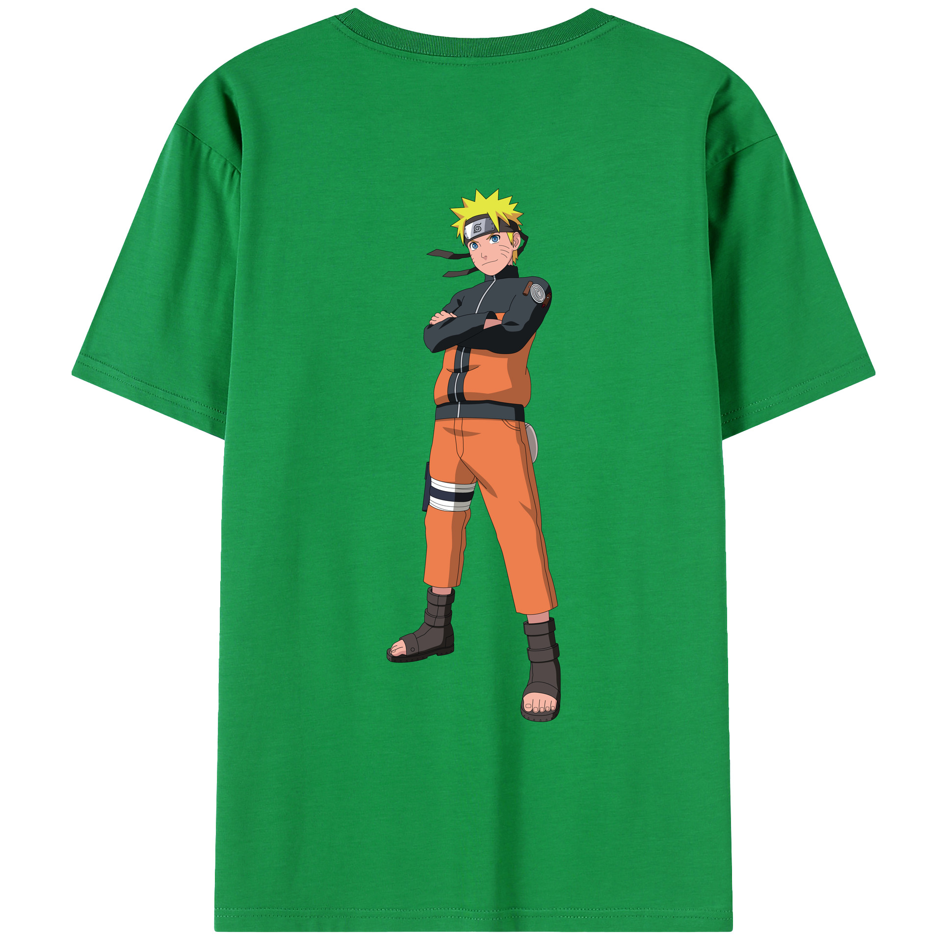 （画像用） NARUTO -ナルト- うずまき ナルト Uzumaki Naruto 綿100％ メンズ半袖Tシャツ（バックプリント） 通気性