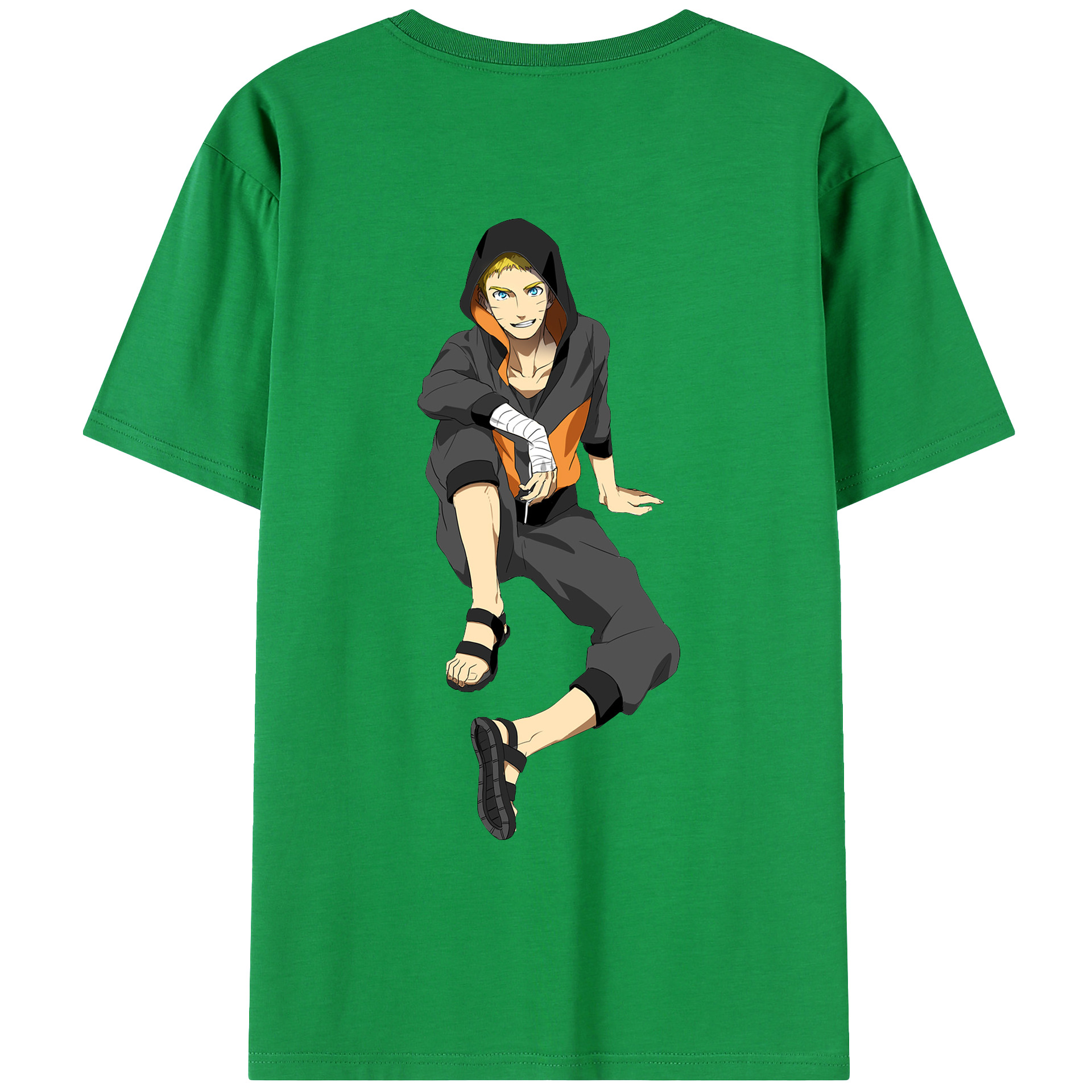 （画像用） NARUTO -ナルト- うずまき ナルト Uzumaki Naruto 綿100％ メンズ半袖Tシャツ（バックプリント） 通気性