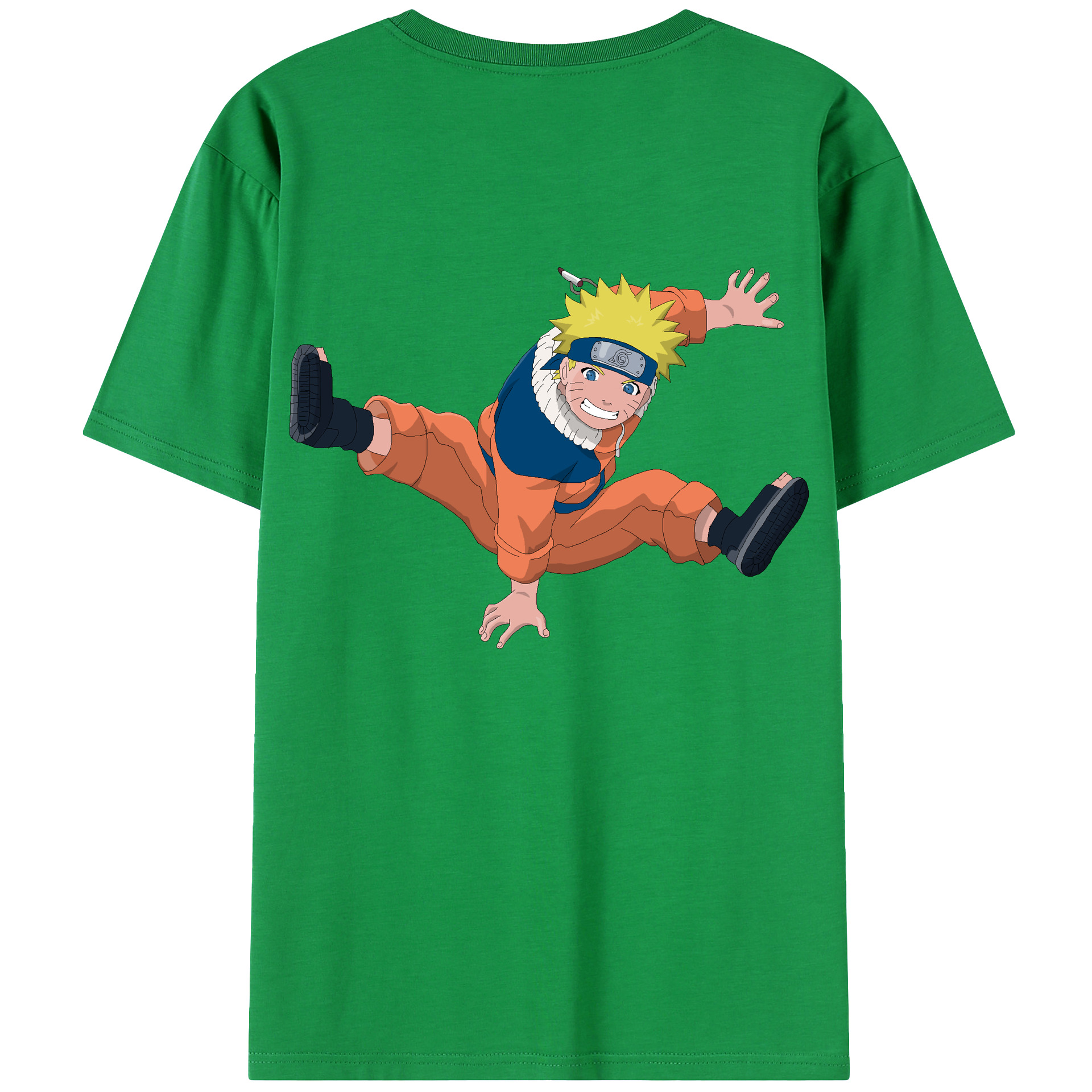 （画像用） NARUTO -ナルト- うずまき ナルト Uzumaki Naruto 綿100％ メンズ半袖Tシャツ（バックプリント） 通気性