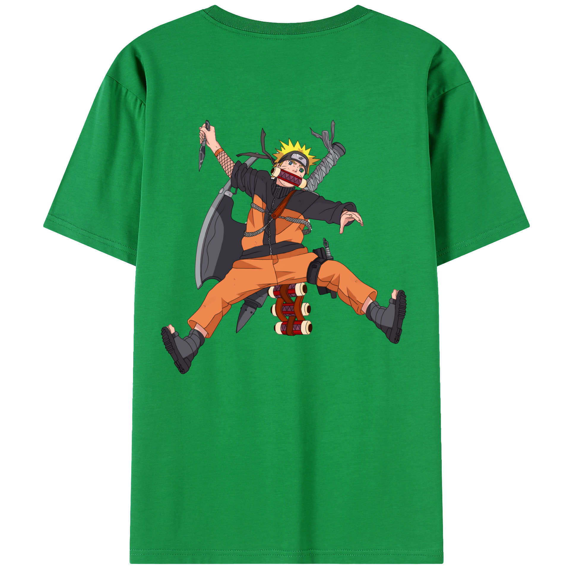 （画像用） NARUTO -ナルト- うずまき ナルト Uzumaki Naruto 綿100％ メンズ半袖Tシャツ（バックプリント） 通気性