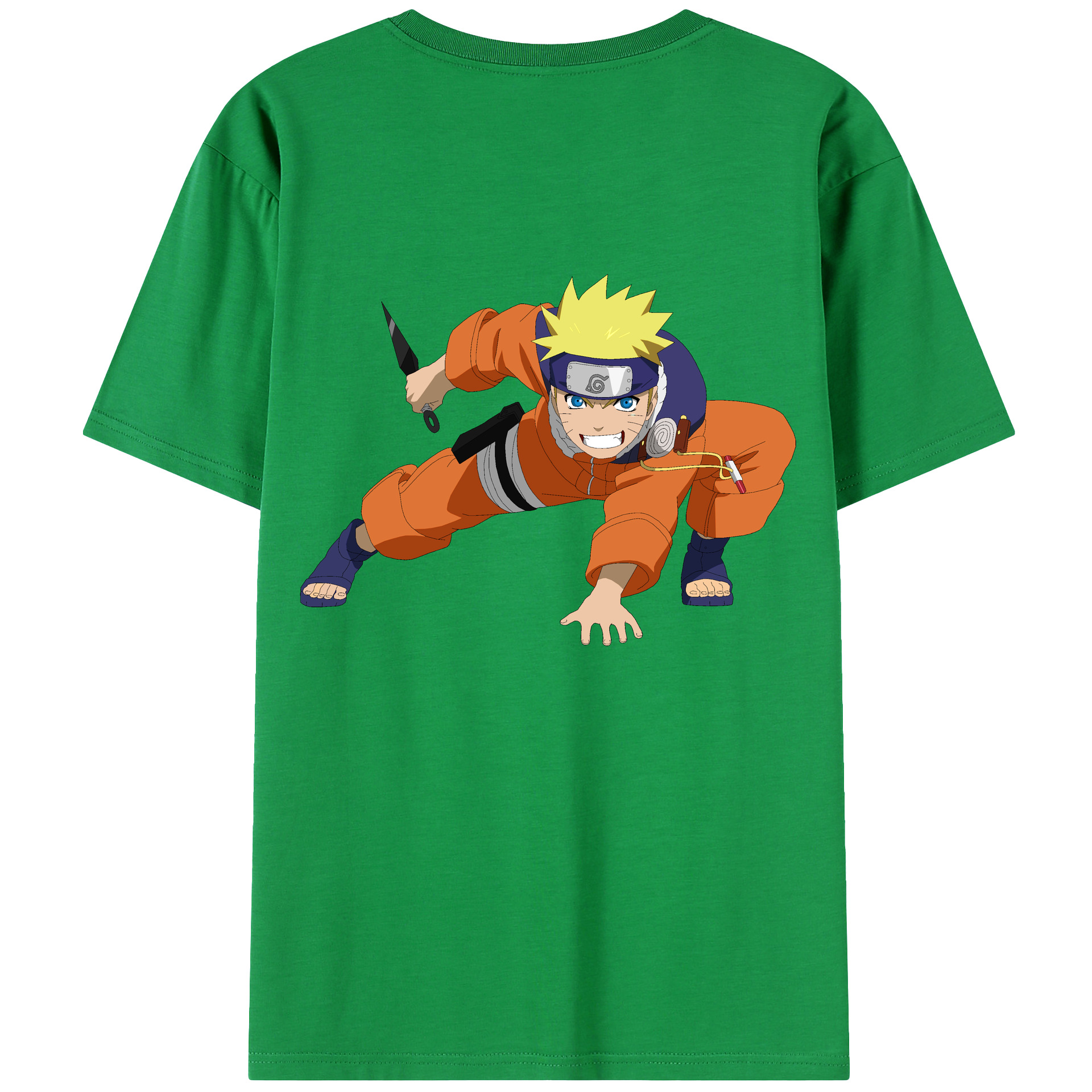 （画像用） NARUTO -ナルト- うずまき ナルト Uzumaki Naruto 綿100％ メンズ半袖Tシャツ（バックプリント） 通気性