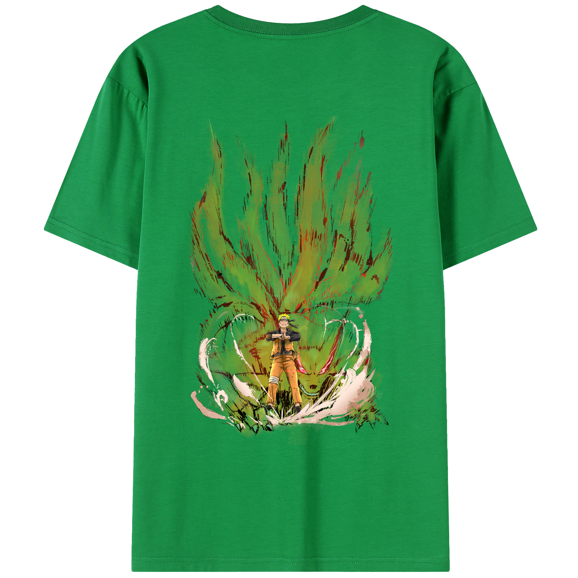 （画像用） NARUTO -ナルト- うずまき ナルト Uzumaki Naruto 綿100％ メンズ半袖Tシャツ（バックプリント） 通気性