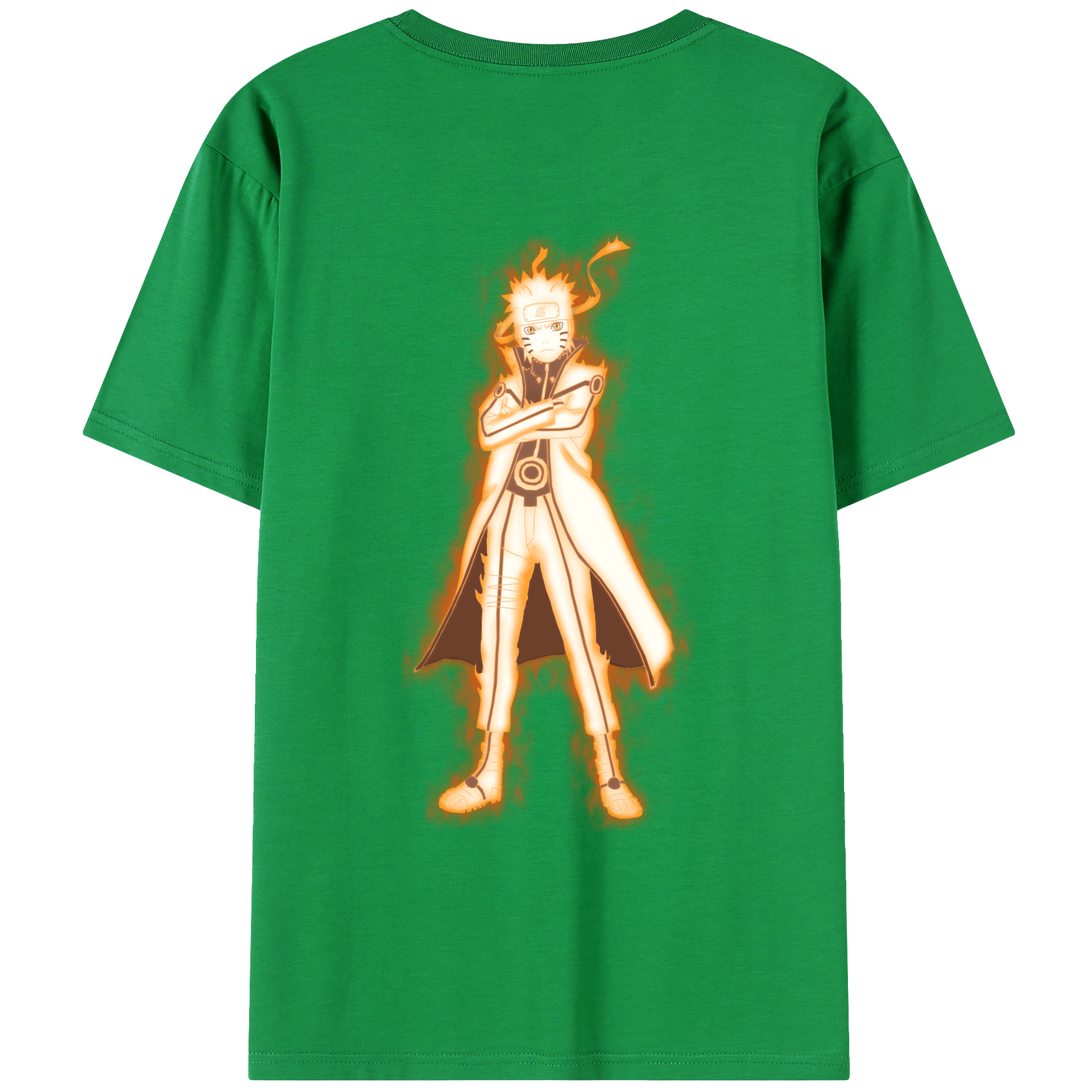 （画像用） NARUTO -ナルト- うずまき ナルト Uzumaki Naruto 綿100％ メンズ半袖Tシャツ（バックプリント） 通気性