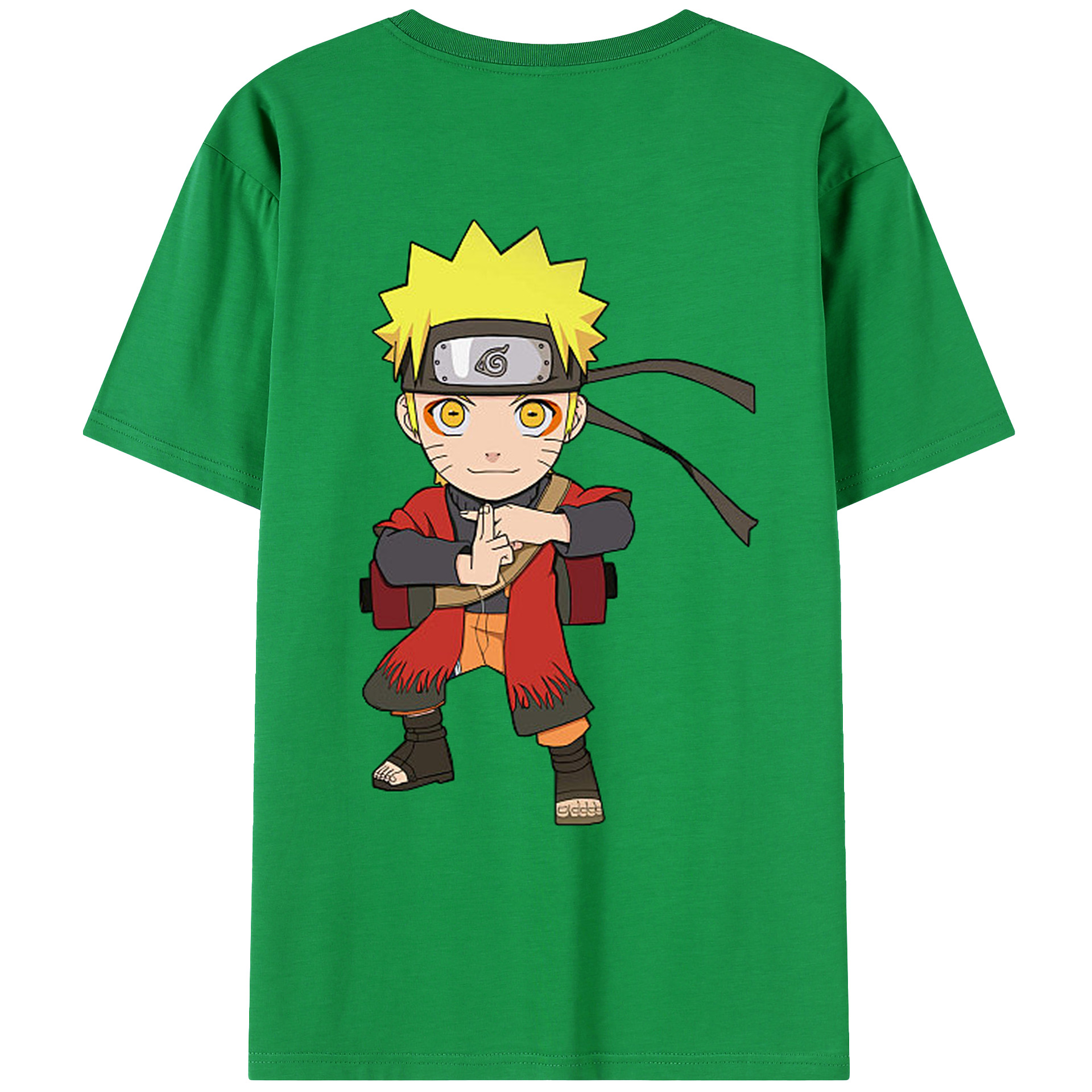 （画像用） NARUTO -ナルト- うずまき ナルト Uzumaki Naruto 綿100％ メンズ半袖Tシャツ（バックプリント） 通気性