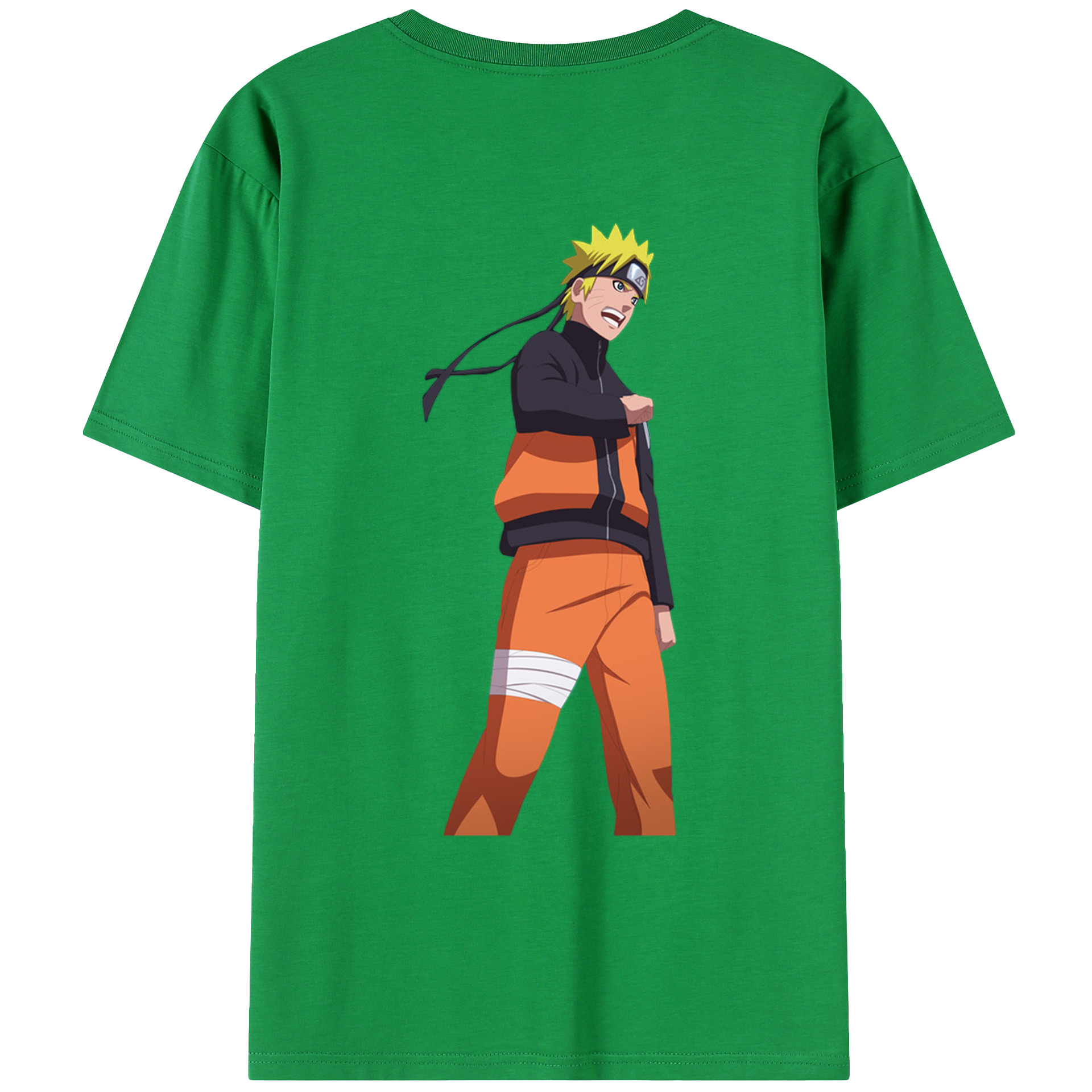 （画像用） NARUTO -ナルト- うずまき ナルト Uzumaki Naruto 綿100％ メンズ半袖Tシャツ（バックプリント） 通気性