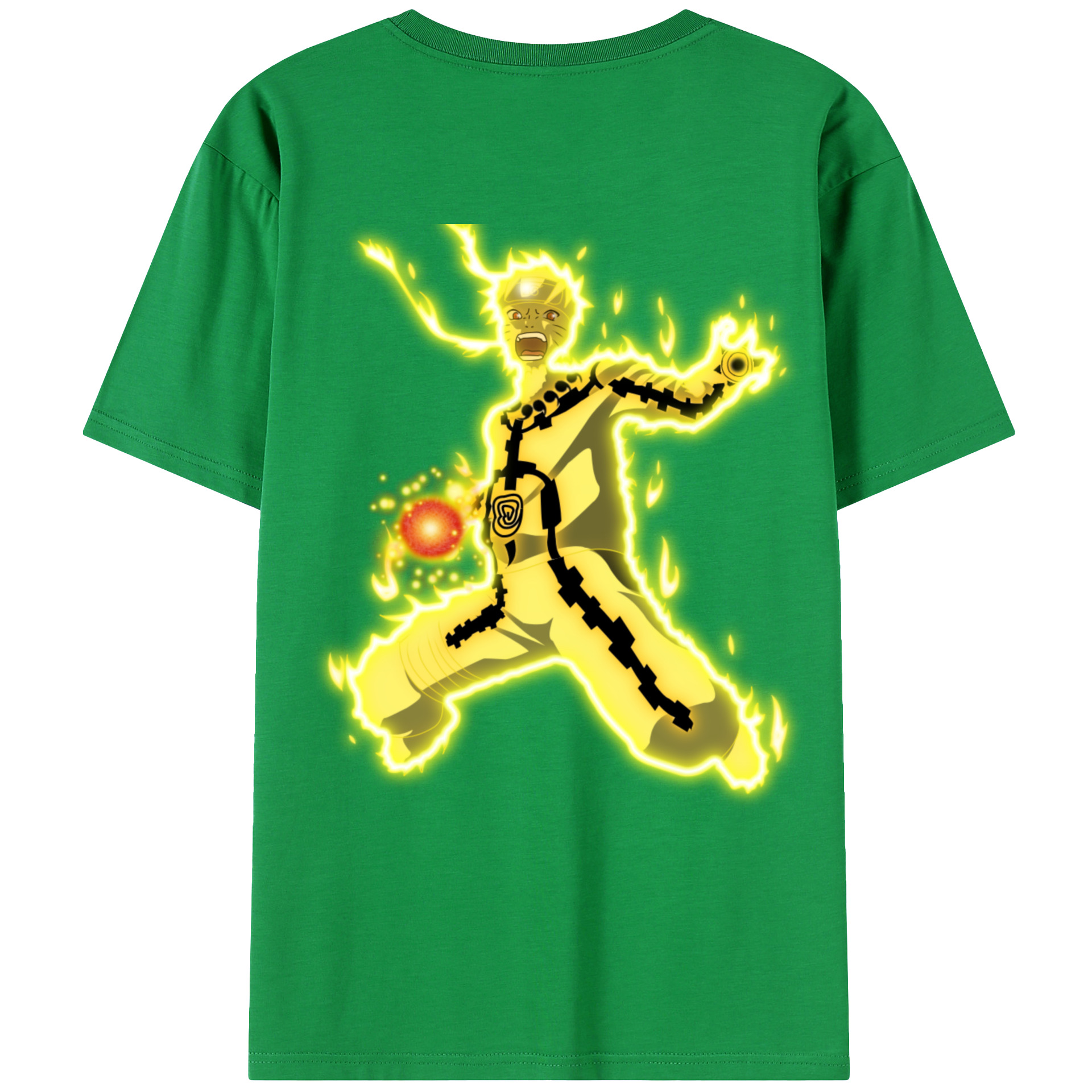（画像用） NARUTO -ナルト- うずまき ナルト Uzumaki Naruto 綿100％ メンズ半袖Tシャツ（バックプリント） 通気性