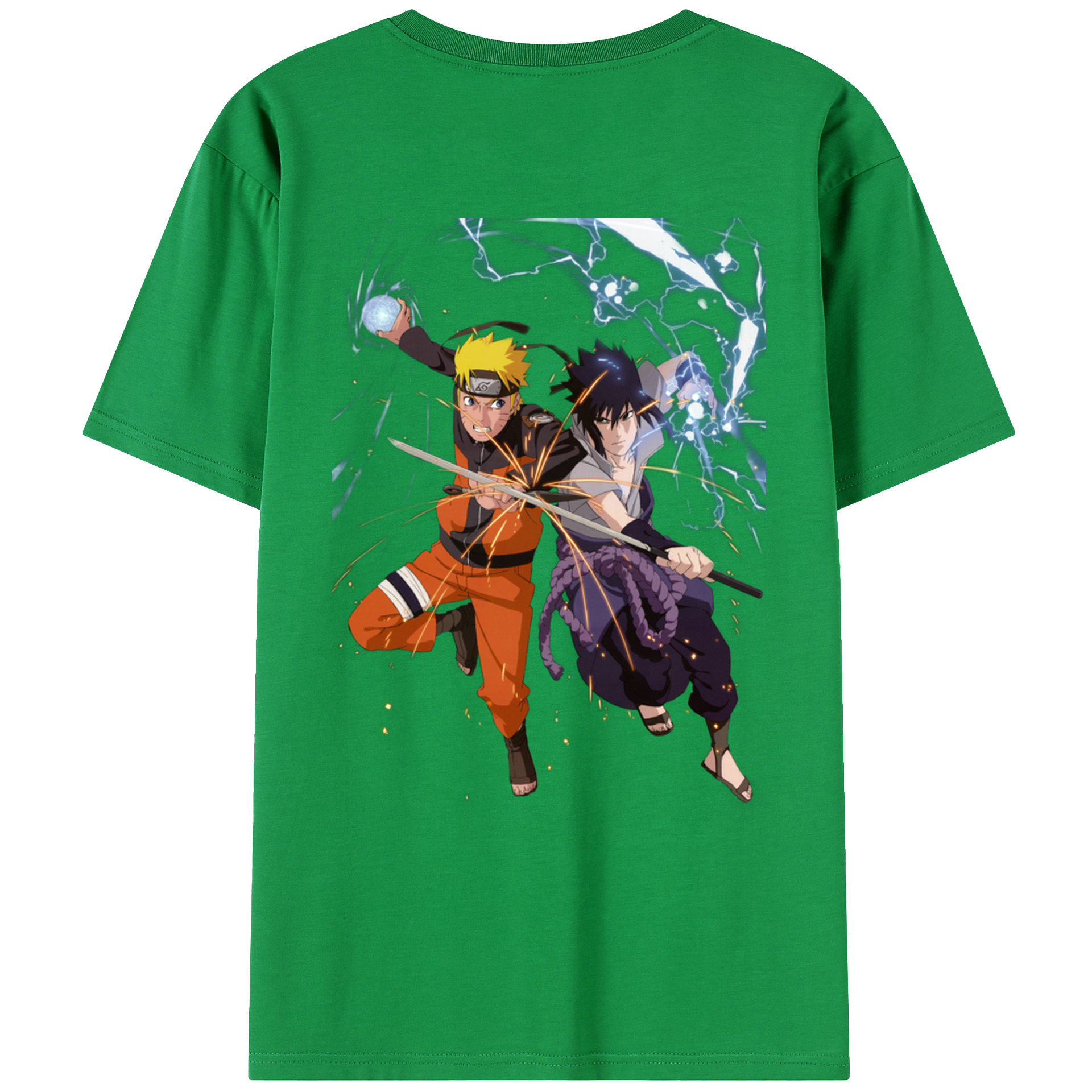 （画像用） NARUTO -ナルト- うずまき ナルト Uzumaki Naruto 綿100％ メンズ半袖Tシャツ（バックプリント） 通気性