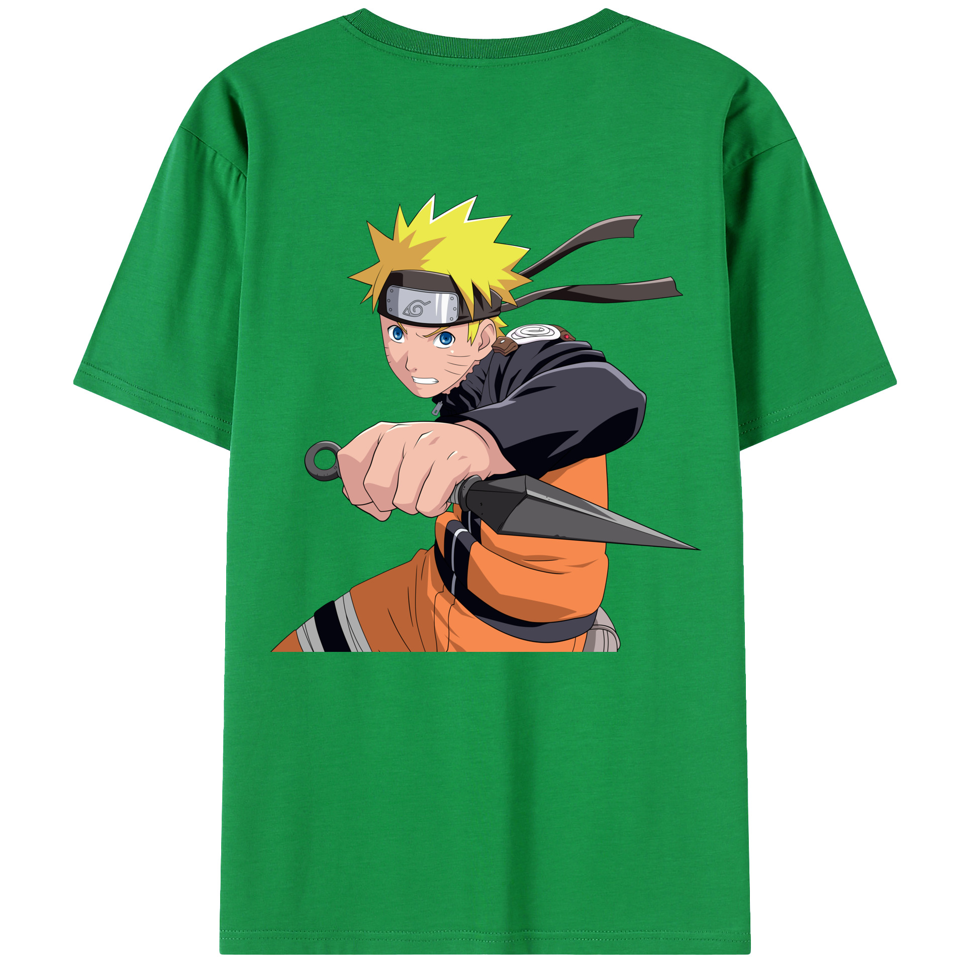 （画像用） NARUTO -ナルト- うずまき ナルト Uzumaki Naruto 綿100％ メンズ半袖Tシャツ（バックプリント） 通気性