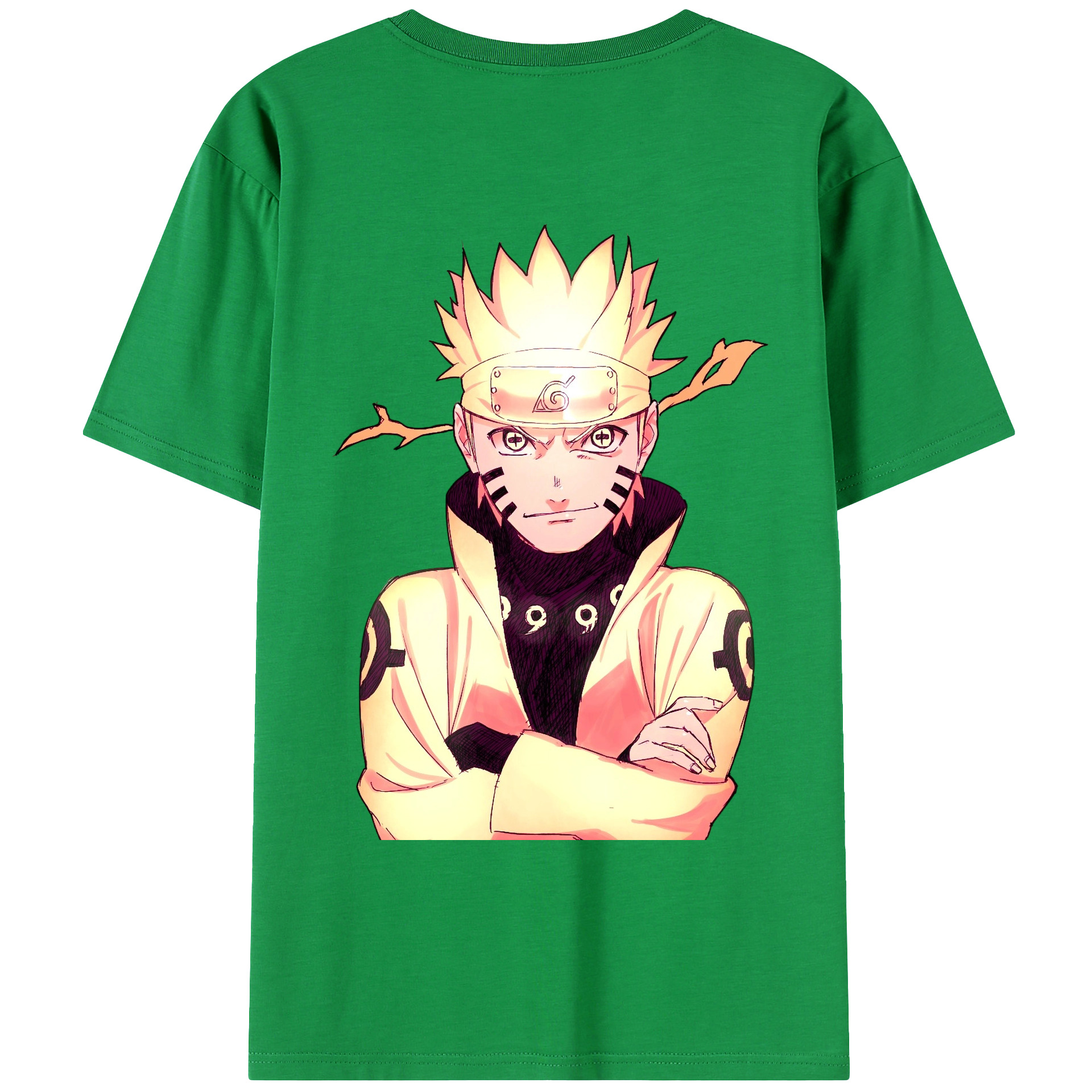 （画像用） NARUTO -ナルト- うずまき ナルト Uzumaki Naruto 綿100％ メンズ半袖Tシャツ（バックプリント） 通気性