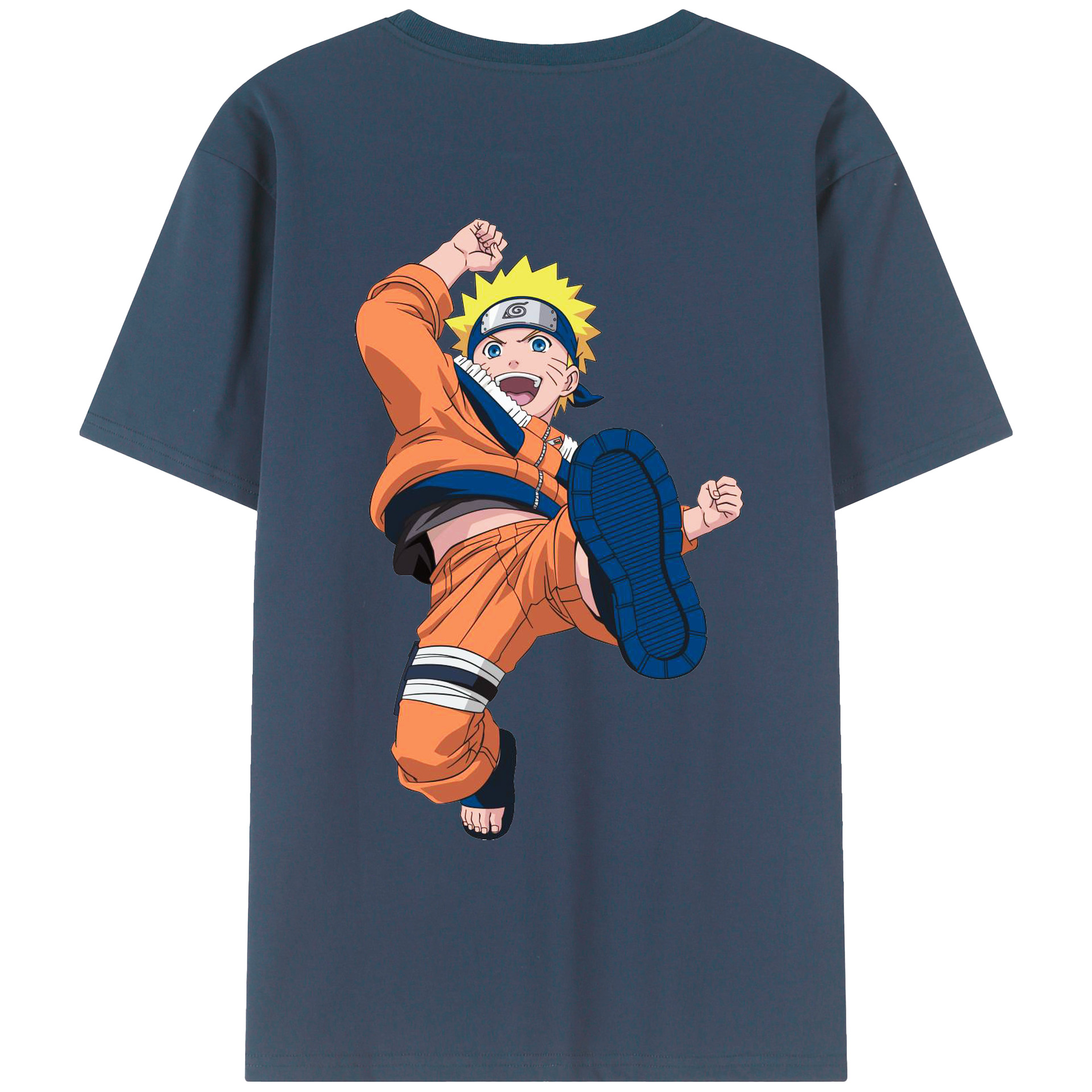 （画像用） NARUTO -ナルト- うずまき ナルト Uzumaki Naruto 綿100％ メンズ半袖Tシャツ（バックプリント） 通気性
