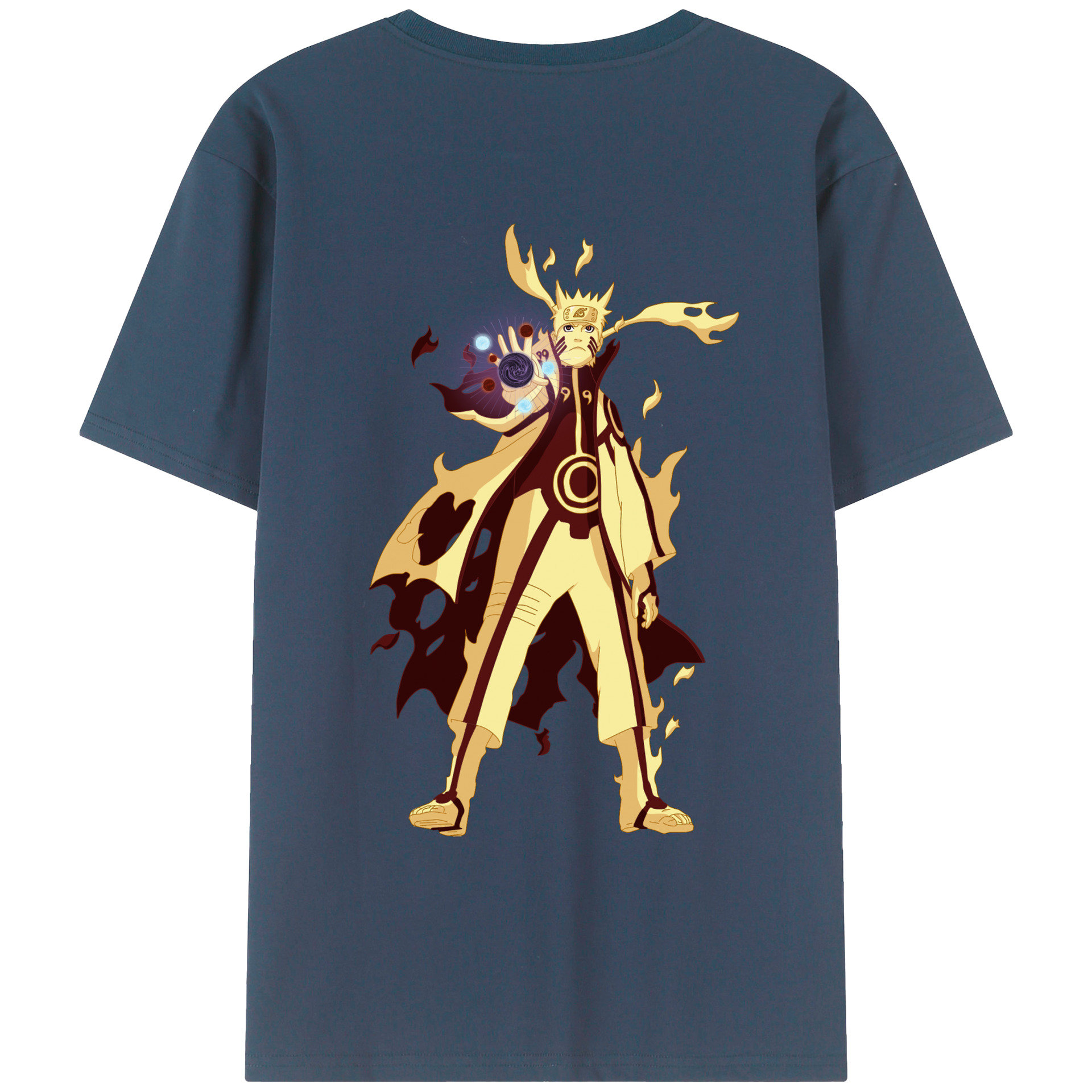 （画像用） NARUTO -ナルト- うずまき ナルト Uzumaki Naruto 綿100％ メンズ半袖Tシャツ（バックプリント） 通気性