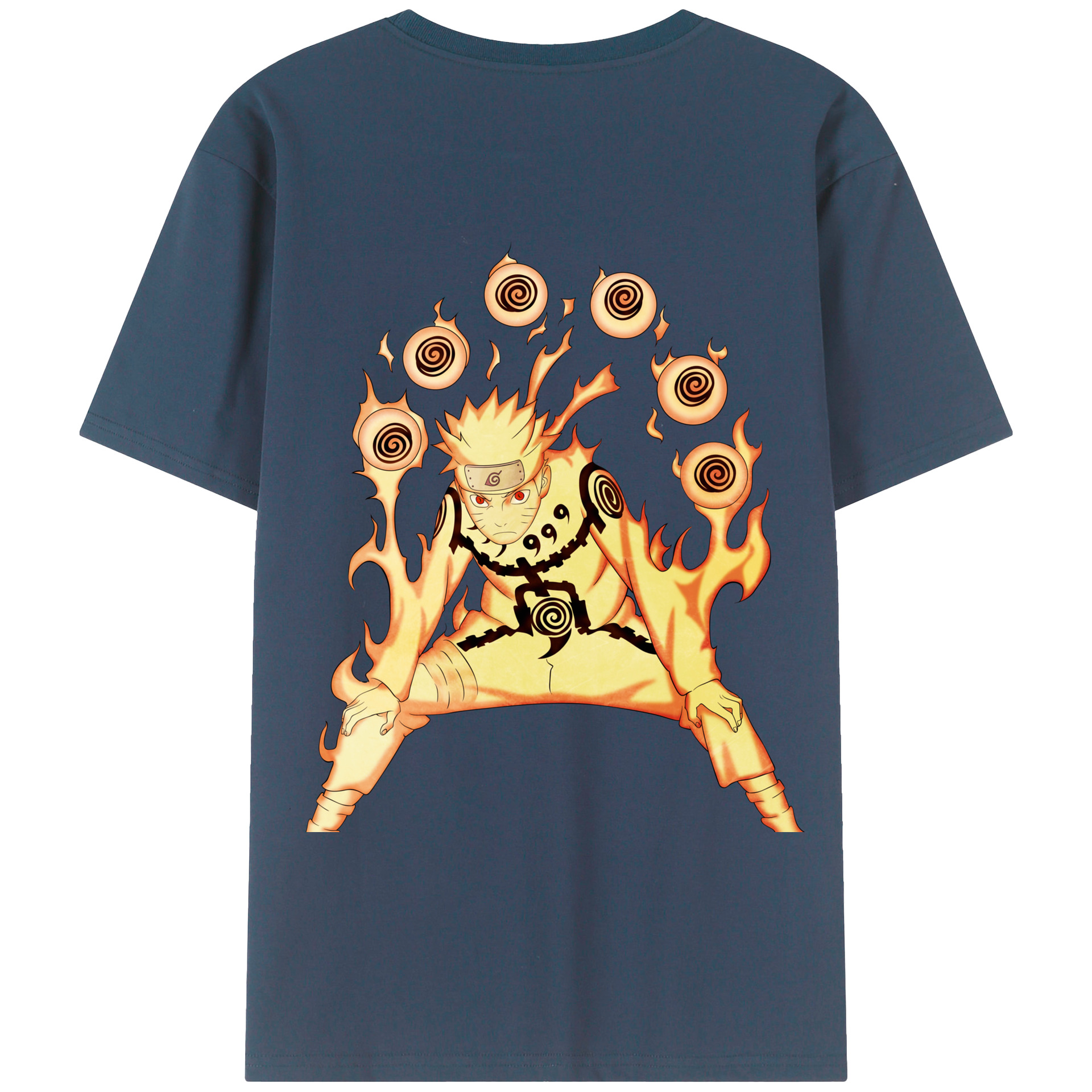 （画像用） NARUTO -ナルト- うずまき ナルト Uzumaki Naruto 綿100％ メンズ半袖Tシャツ（バックプリント） 通気性