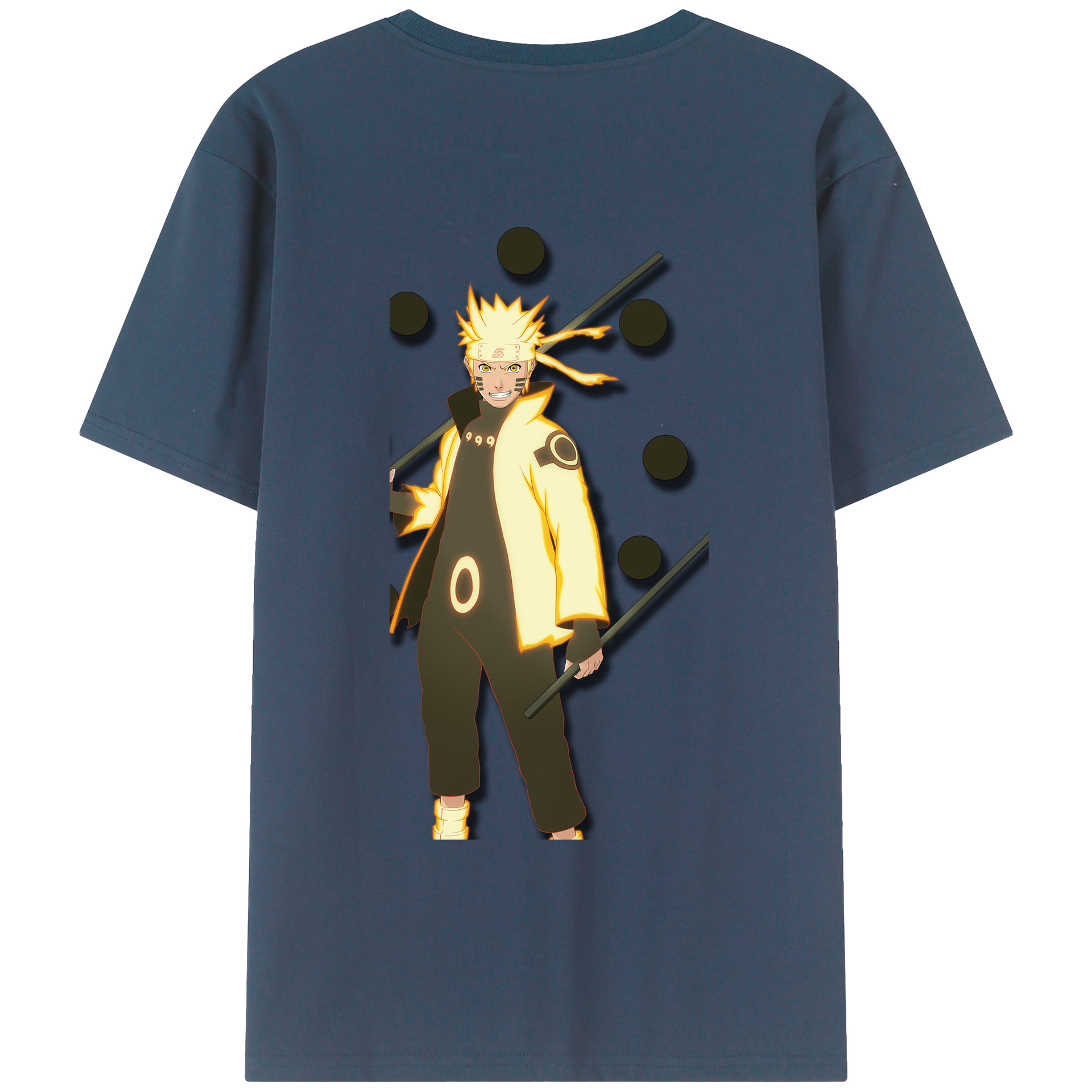 （画像用） NARUTO -ナルト- うずまき ナルト Uzumaki Naruto 綿100％ メンズ半袖Tシャツ（バックプリント） 通気性