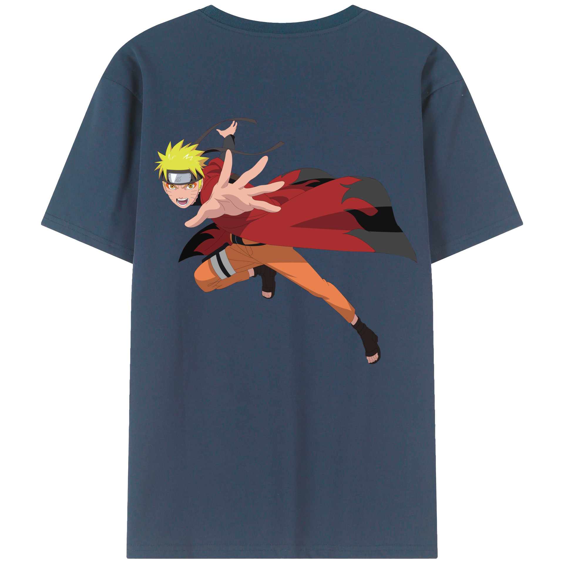 （画像用） NARUTO -ナルト- うずまき ナルト Uzumaki Naruto 綿100％ メンズ半袖Tシャツ（バックプリント） 通気性