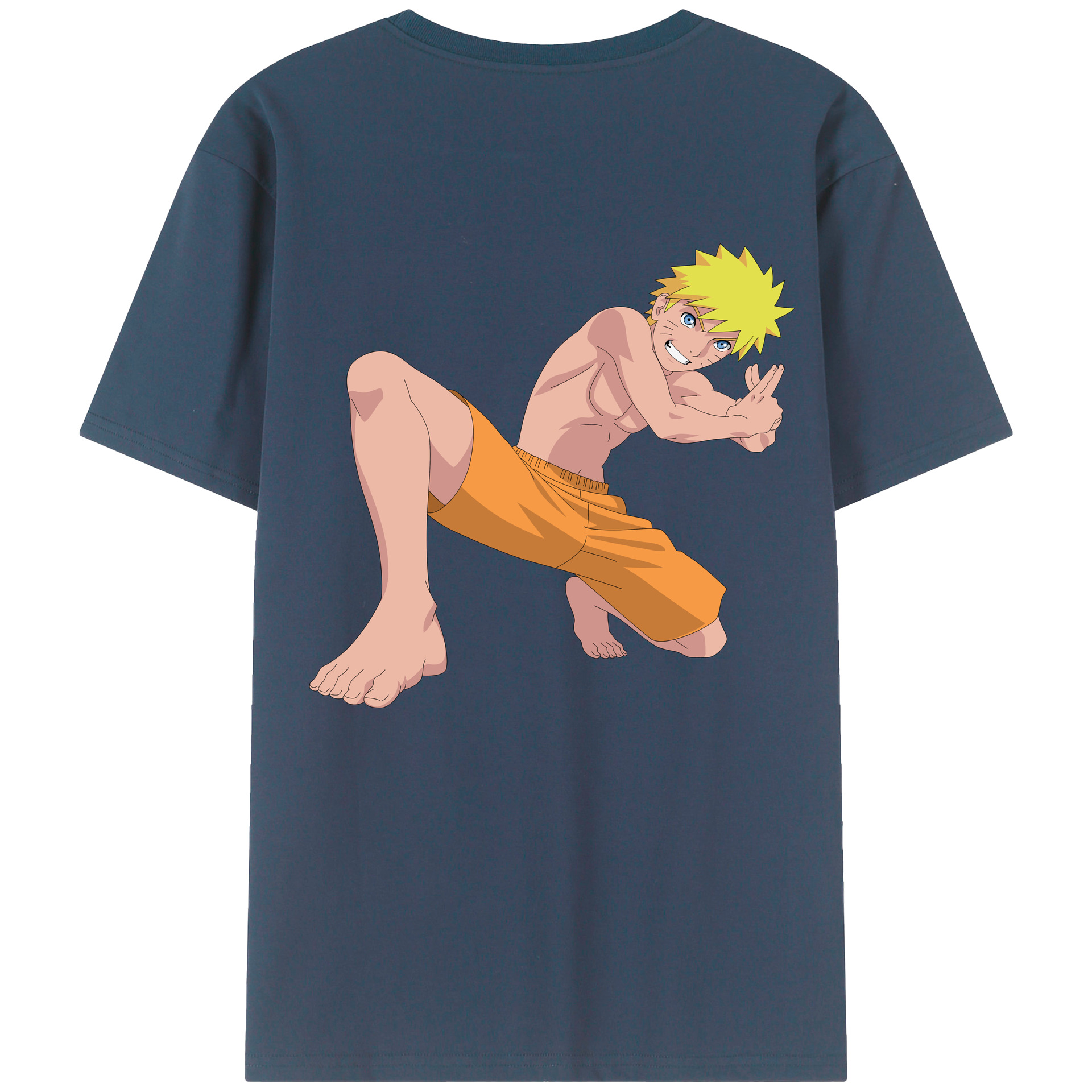 （画像用） NARUTO -ナルト- うずまき ナルト Uzumaki Naruto 綿100％ メンズ半袖Tシャツ（バックプリント） 通気性