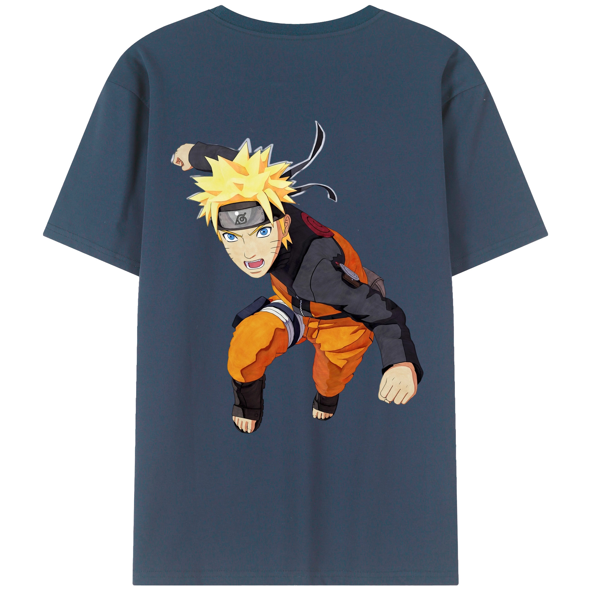 （画像用） NARUTO -ナルト- うずまき ナルト Uzumaki Naruto 綿100％ メンズ半袖Tシャツ（バックプリント） 通気性
