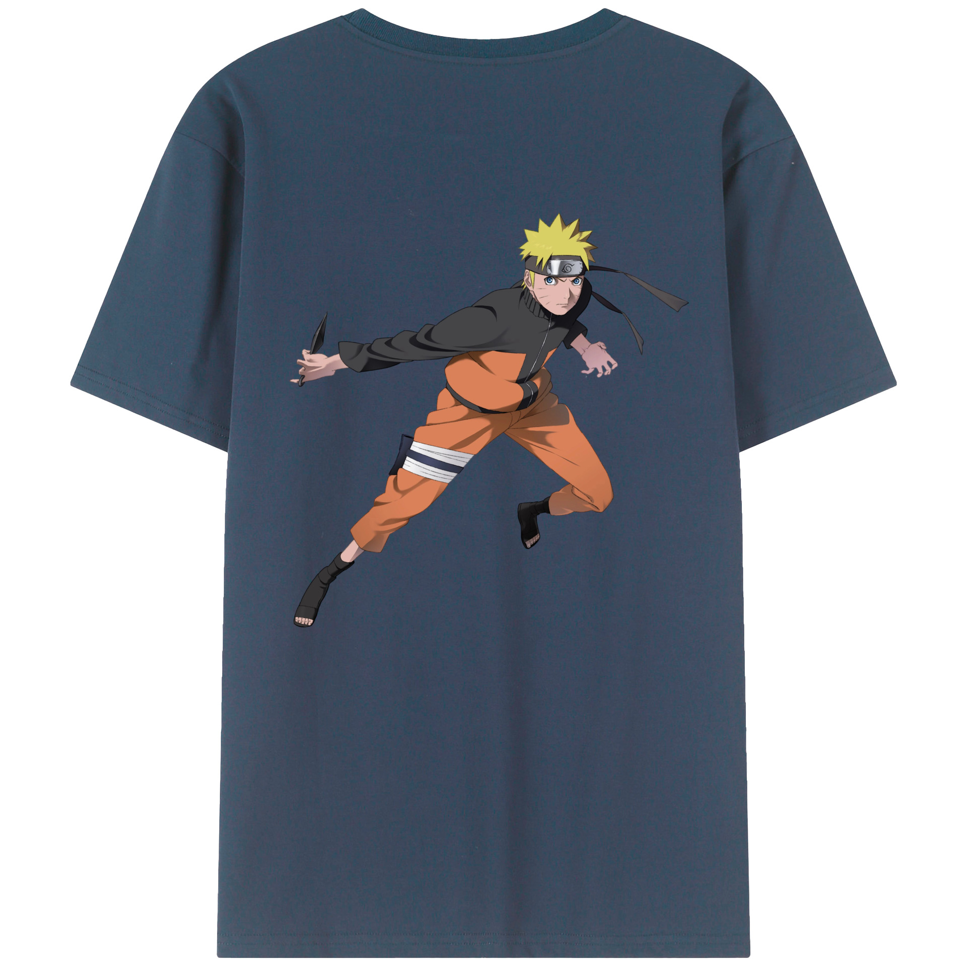 （画像用） NARUTO -ナルト- うずまき ナルト Uzumaki Naruto 綿100％ メンズ半袖Tシャツ（バックプリント） 通気性