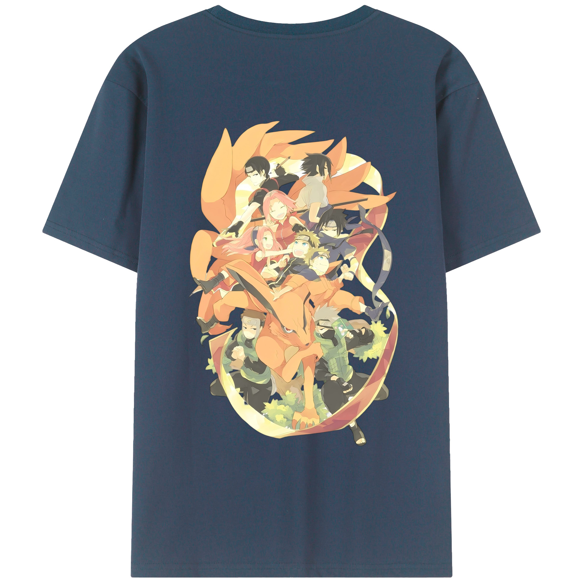 （画像用） NARUTO -ナルト- うずまき ナルト Uzumaki Naruto 綿100％ メンズ半袖Tシャツ（バックプリント） 通気性