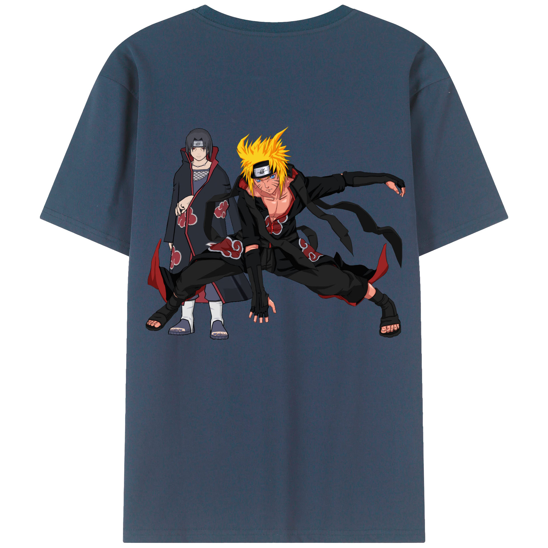 （画像用） NARUTO -ナルト- うずまき ナルト Uzumaki Naruto 綿100％ メンズ半袖Tシャツ（バックプリント） 通気性