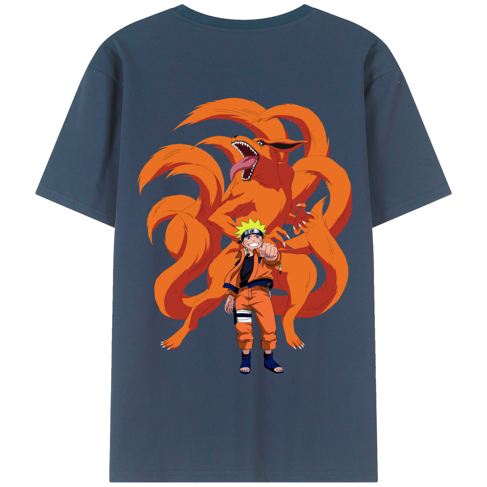 （画像用） NARUTO -ナルト- うずまき ナルト Uzumaki Naruto 綿100％ メンズ半袖Tシャツ（バックプリント） 通気性