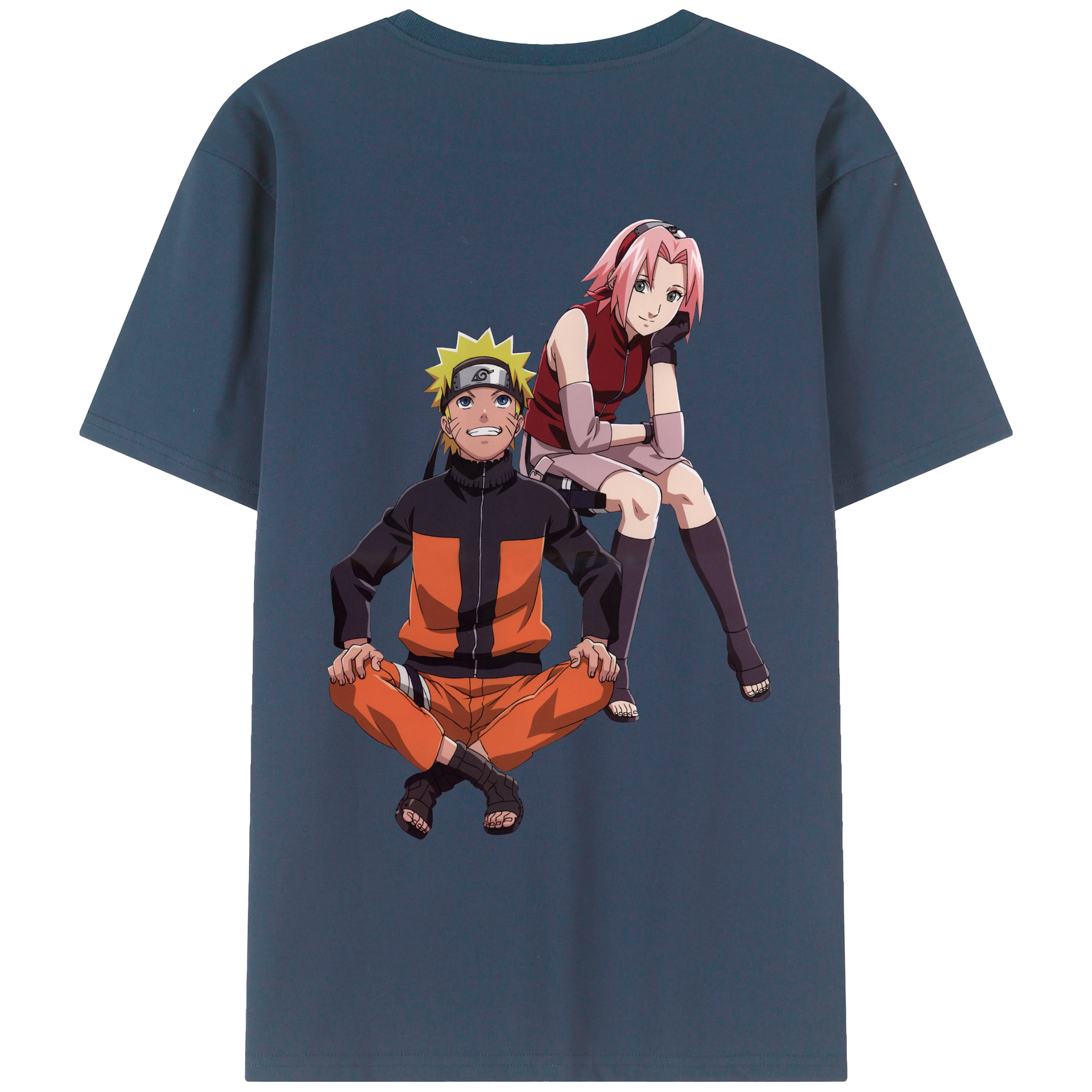 （画像用） NARUTO -ナルト- うずまき ナルト Uzumaki Naruto 綿100％ メンズ半袖Tシャツ（バックプリント） 通気性