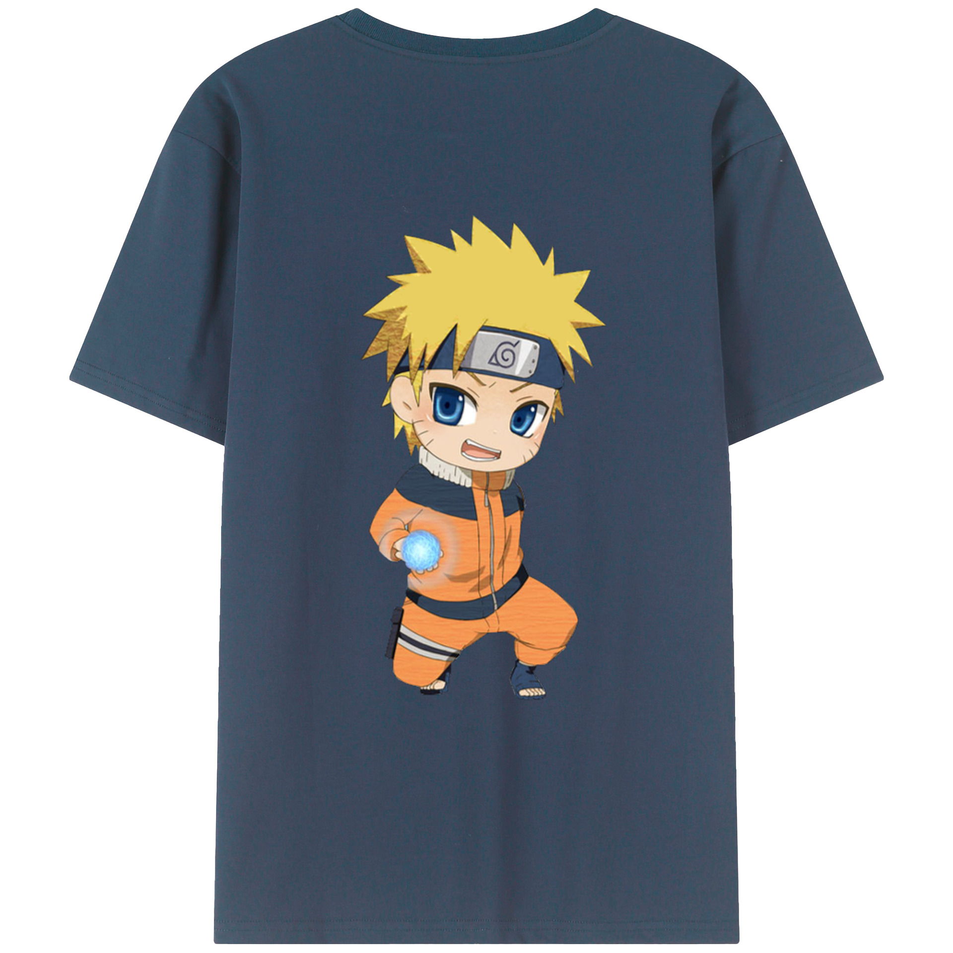 （画像用） NARUTO -ナルト- うずまき ナルト Uzumaki Naruto 綿100％ メンズ半袖Tシャツ（バックプリント） 通気性