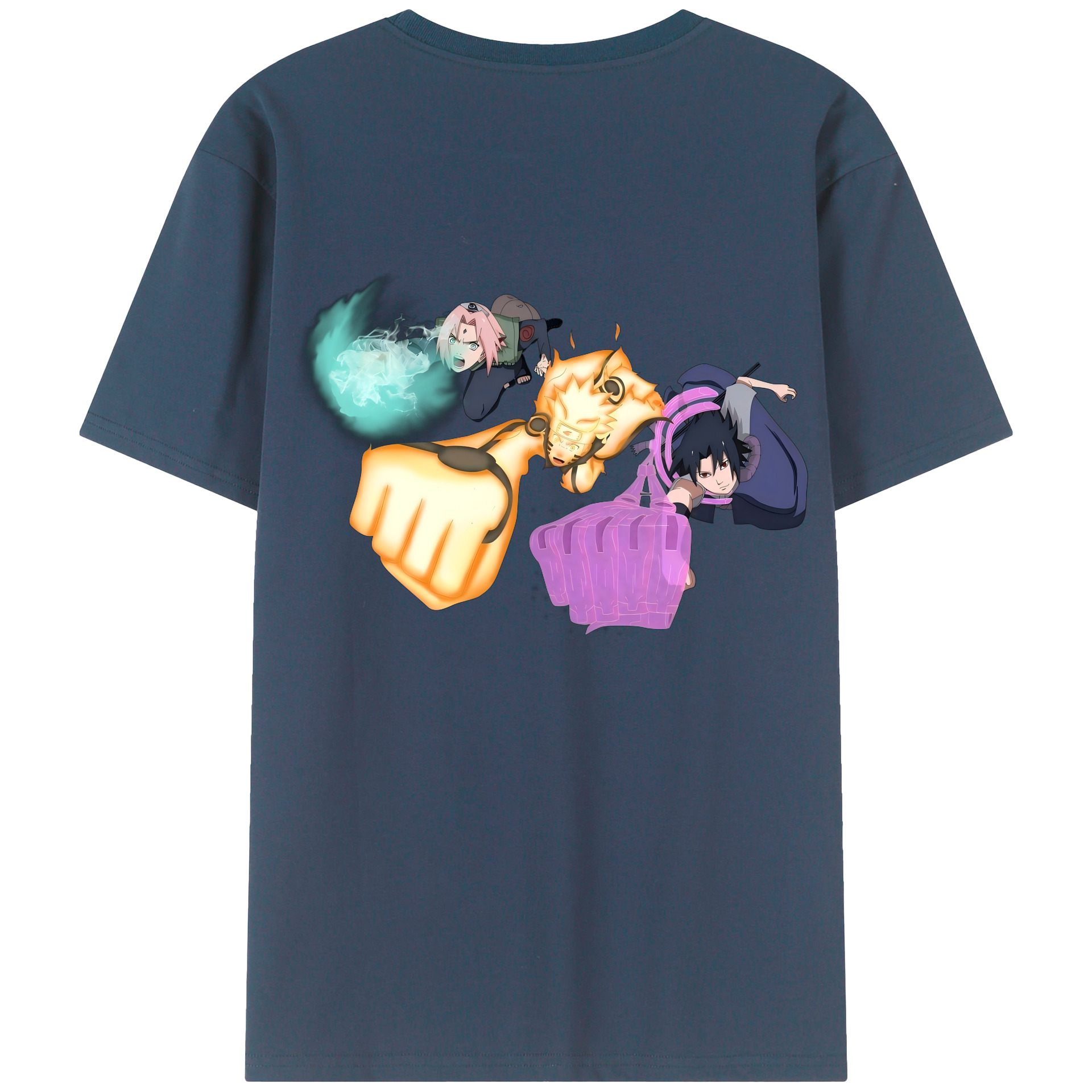 （画像用） NARUTO -ナルト- うずまき ナルト Uzumaki Naruto 綿100％ メンズ半袖Tシャツ（バックプリント） 通気性