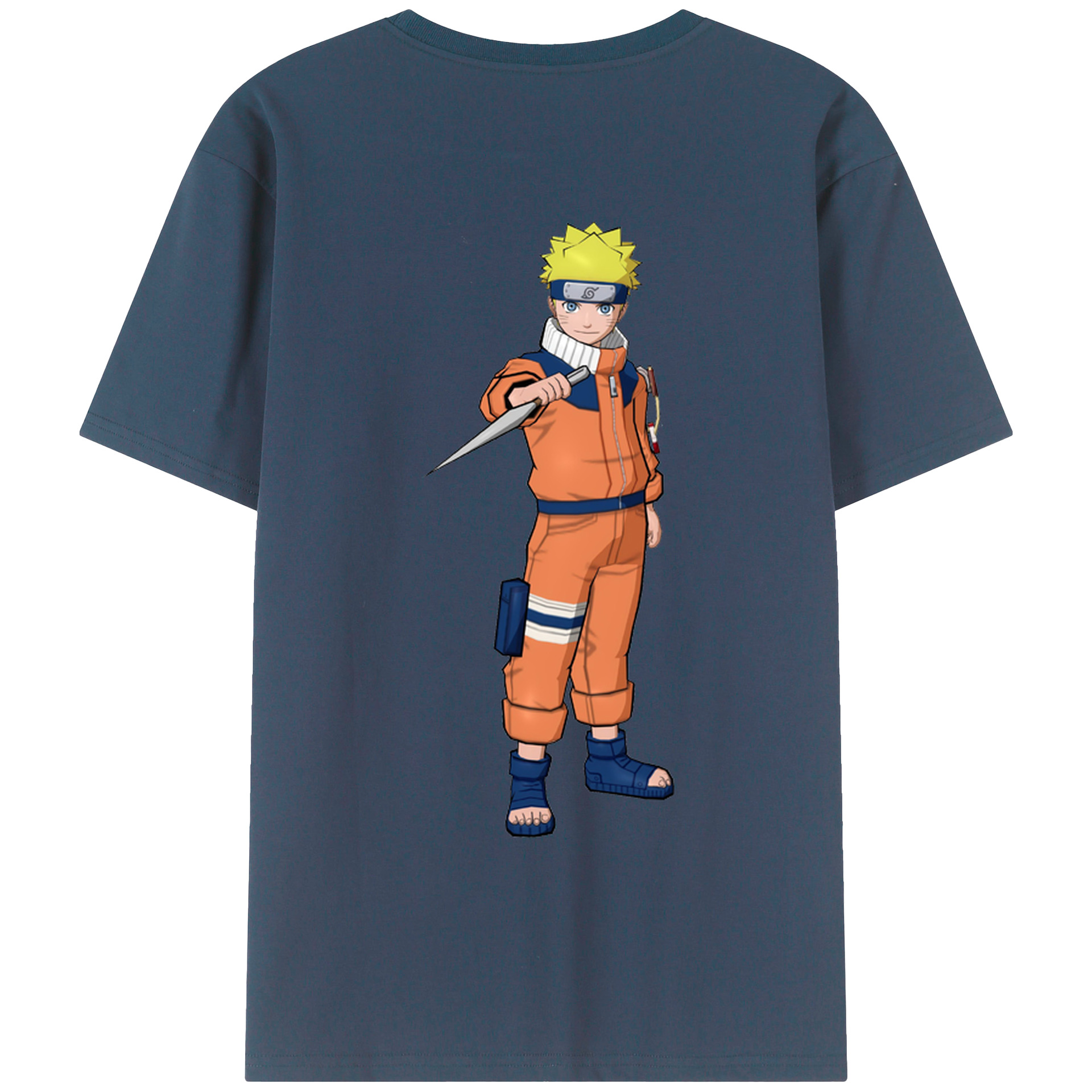 （画像用） NARUTO -ナルト- うずまき ナルト Uzumaki Naruto 綿100％ メンズ半袖Tシャツ（バックプリント） 通気性