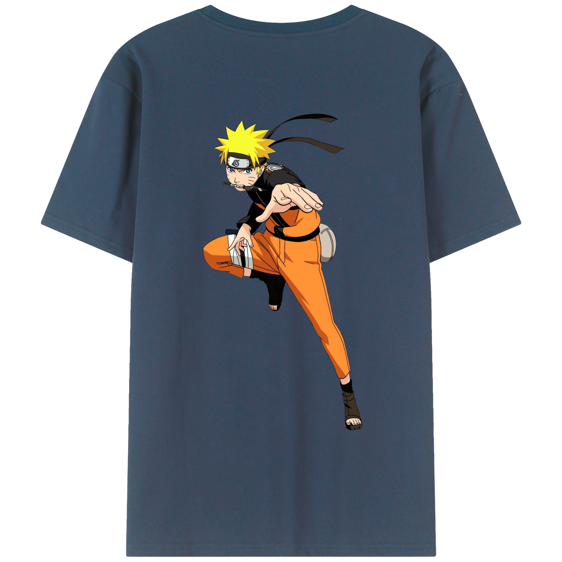 （画像用） NARUTO -ナルト- うずまき ナルト Uzumaki Naruto 綿100％ メンズ半袖Tシャツ（バックプリント） 通気性