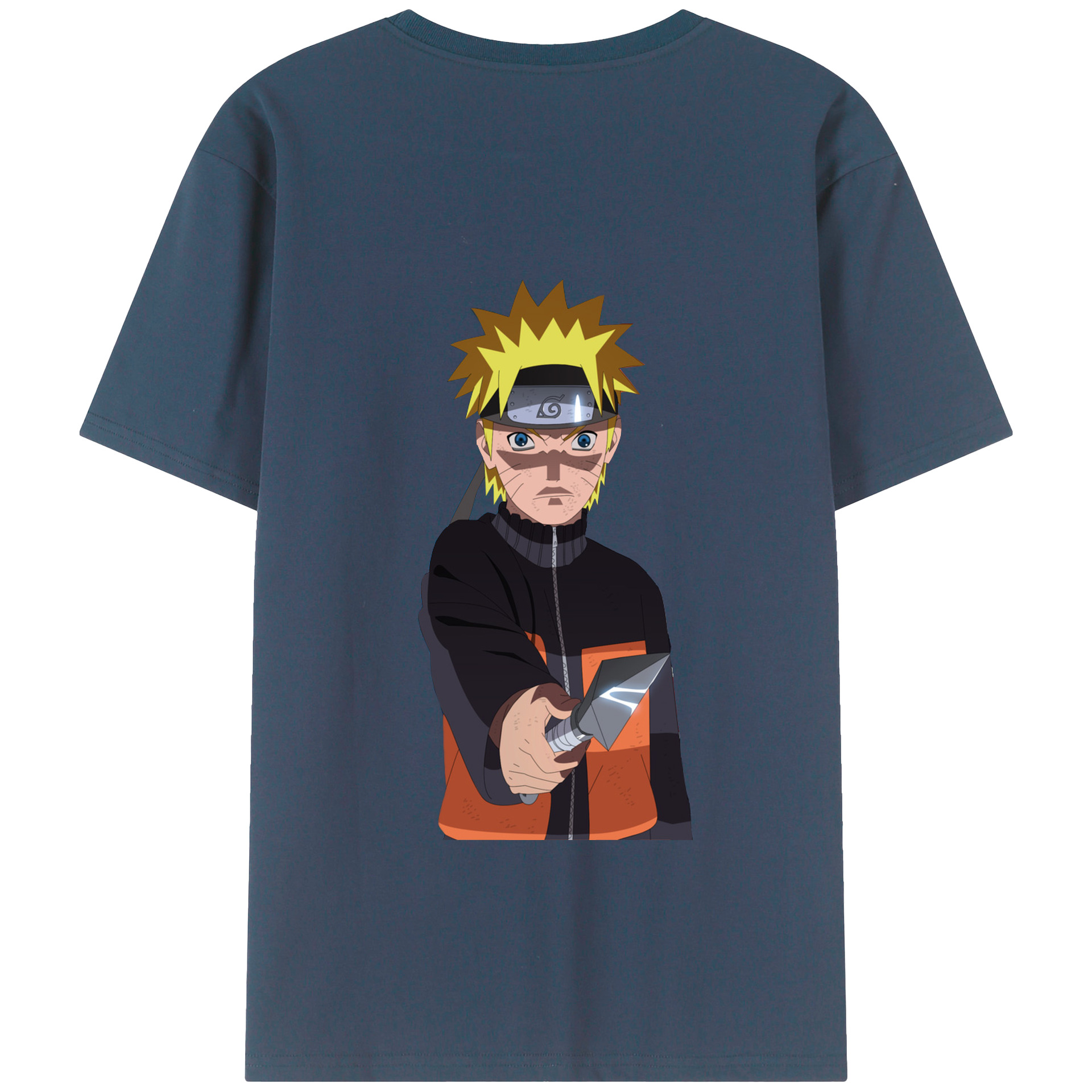 （画像用） NARUTO -ナルト- うずまき ナルト Uzumaki Naruto 綿100％ メンズ半袖Tシャツ（バックプリント） 通気性