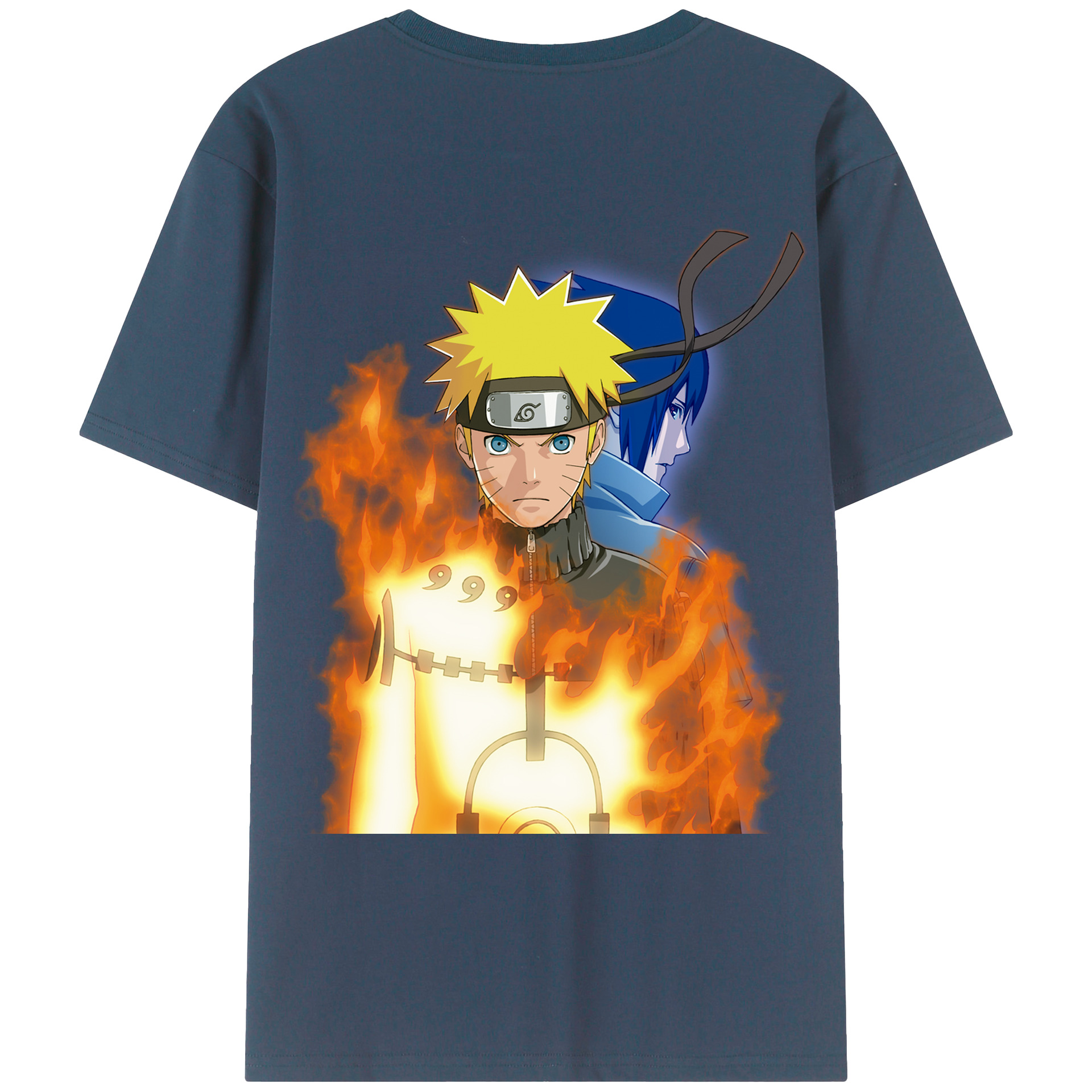 （画像用） NARUTO -ナルト- うずまき ナルト Uzumaki Naruto 綿100％ メンズ半袖Tシャツ（バックプリント） 通気性