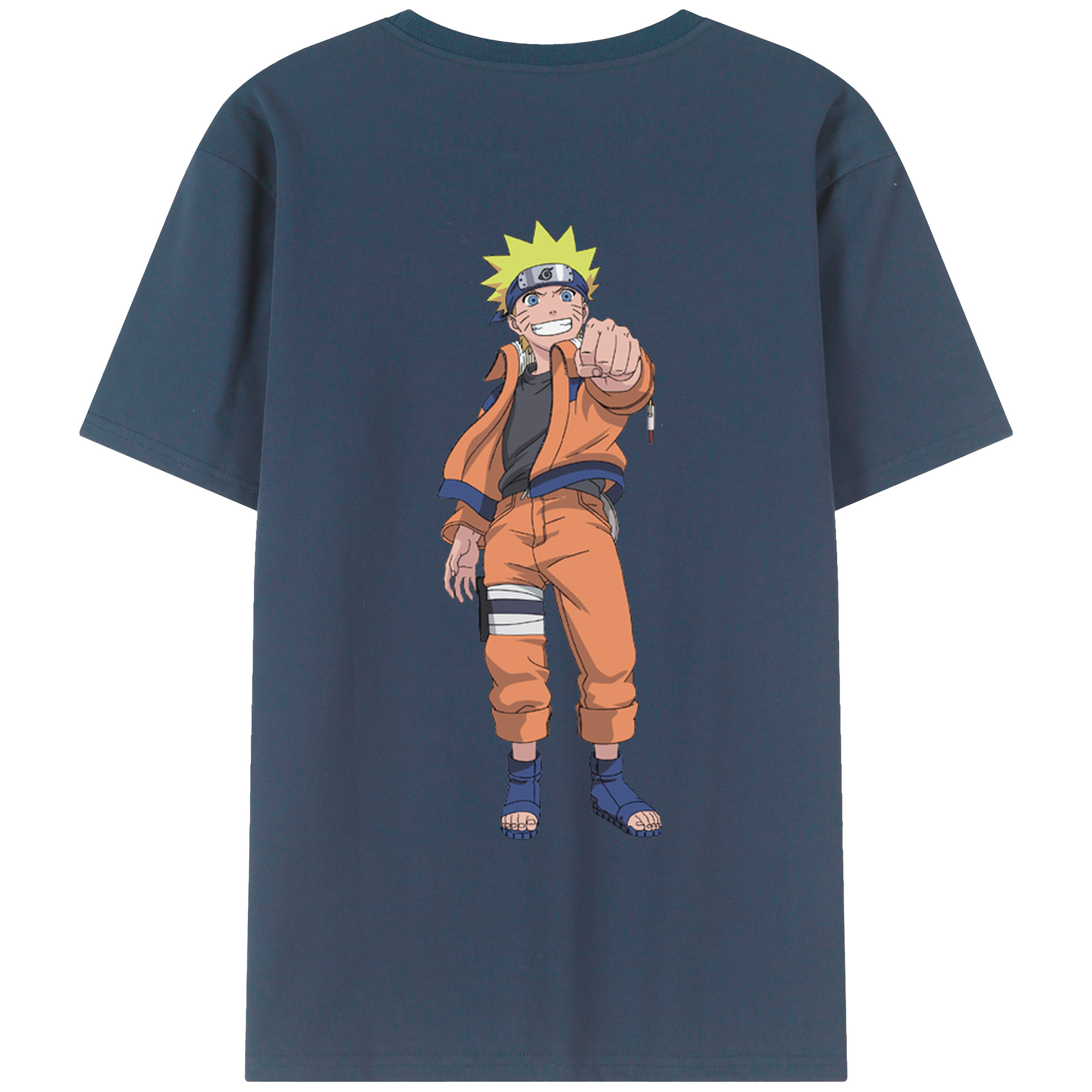 （画像用） NARUTO -ナルト- うずまき ナルト Uzumaki Naruto 綿100％ メンズ半袖Tシャツ（バックプリント） 通気性