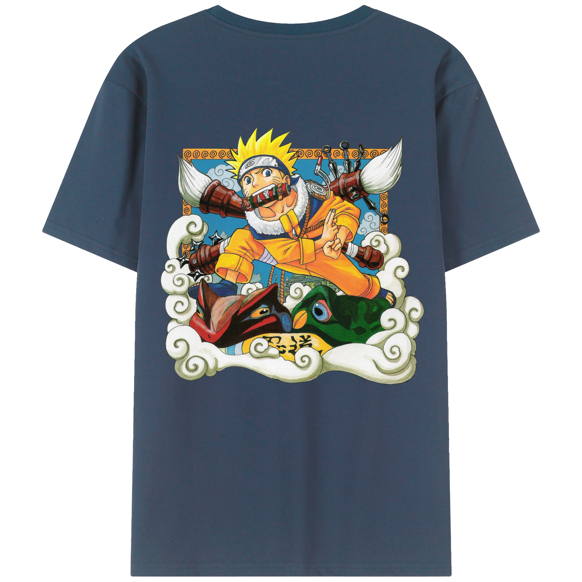 （画像用） NARUTO -ナルト- うずまき ナルト Uzumaki Naruto 綿100％ メンズ半袖Tシャツ（バックプリント） 通気性