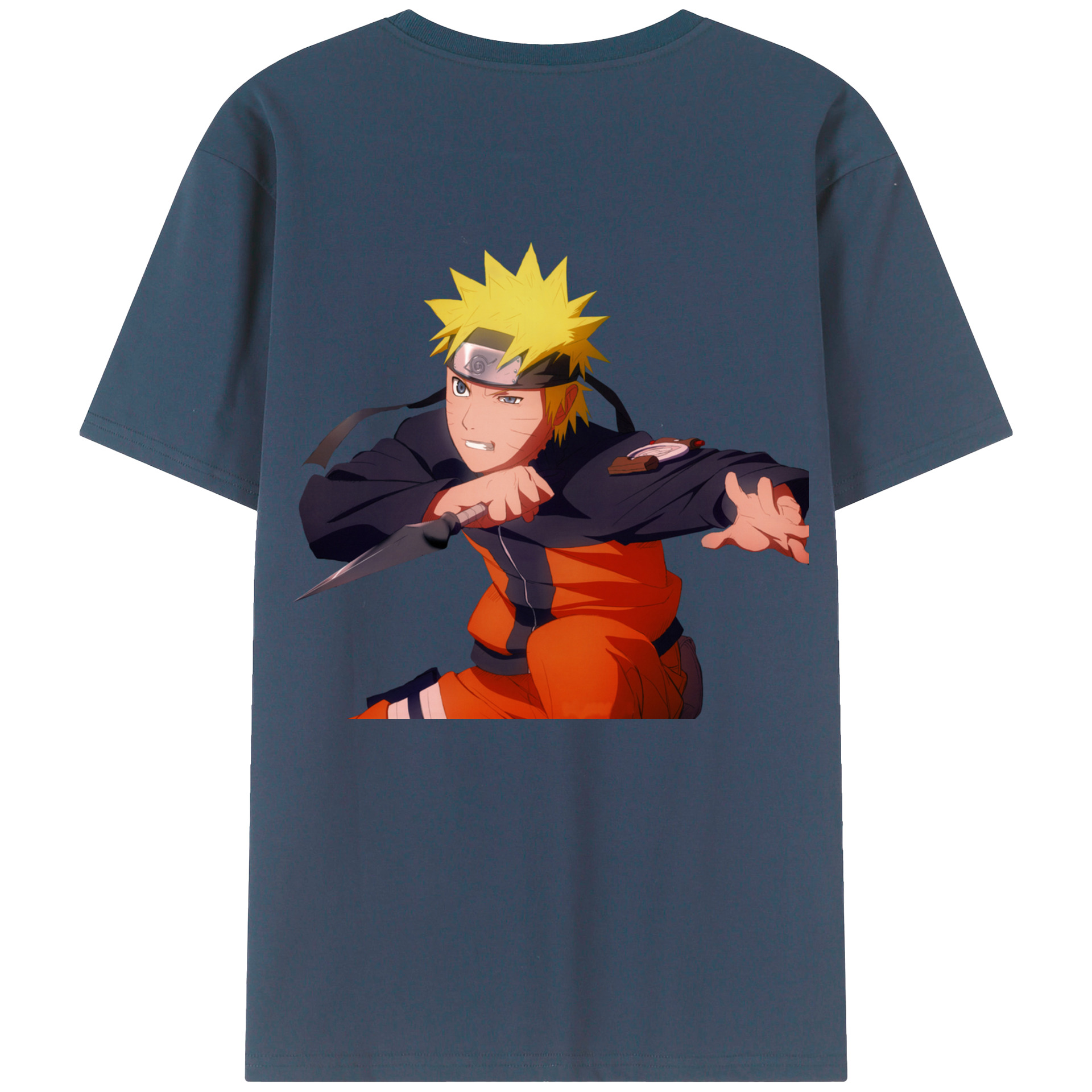 （画像用） NARUTO -ナルト- うずまき ナルト Uzumaki Naruto 綿100％ メンズ半袖Tシャツ（バックプリント） 通気性