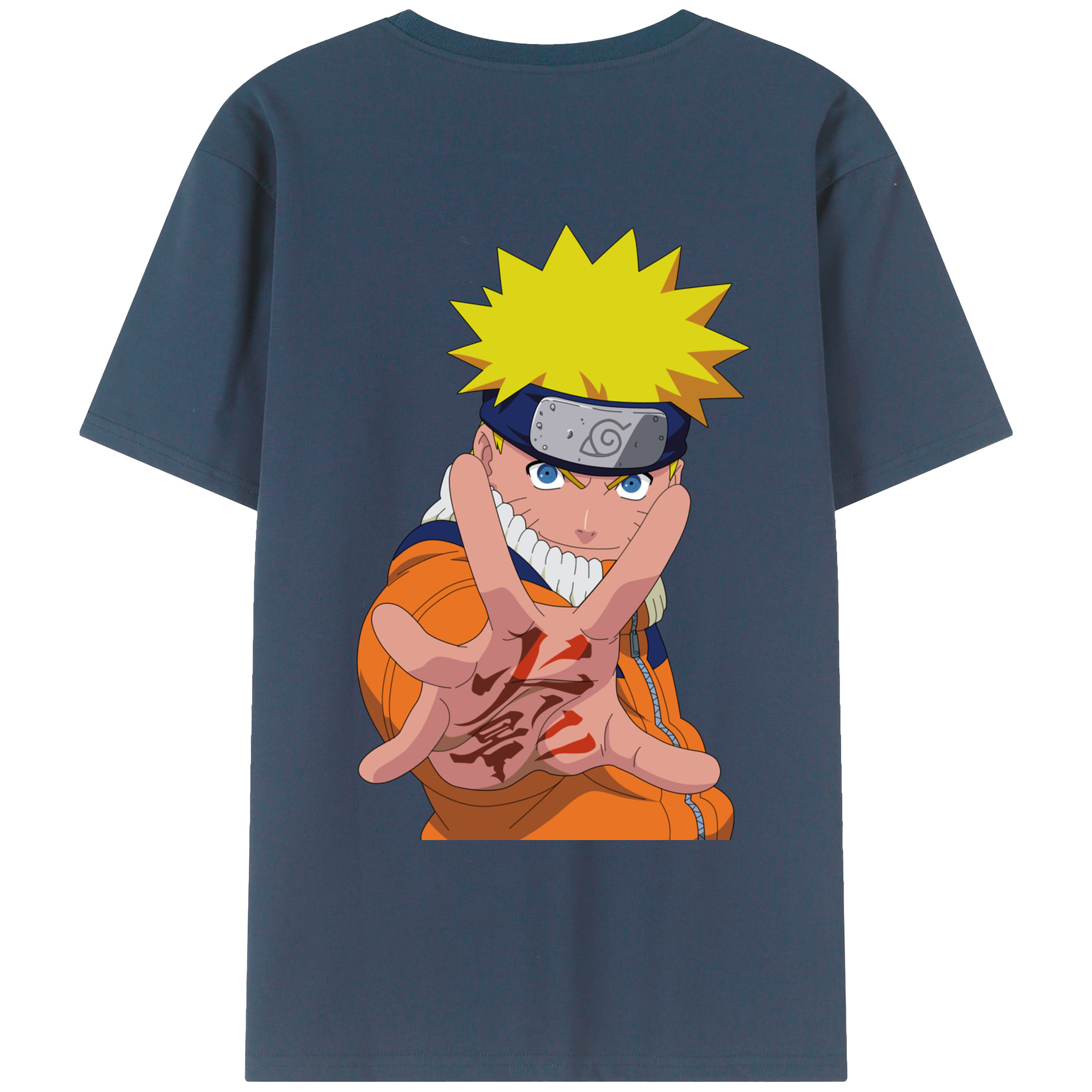 （画像用） NARUTO -ナルト- うずまき ナルト Uzumaki Naruto 綿100％ メンズ半袖Tシャツ（バックプリント） 通気性
