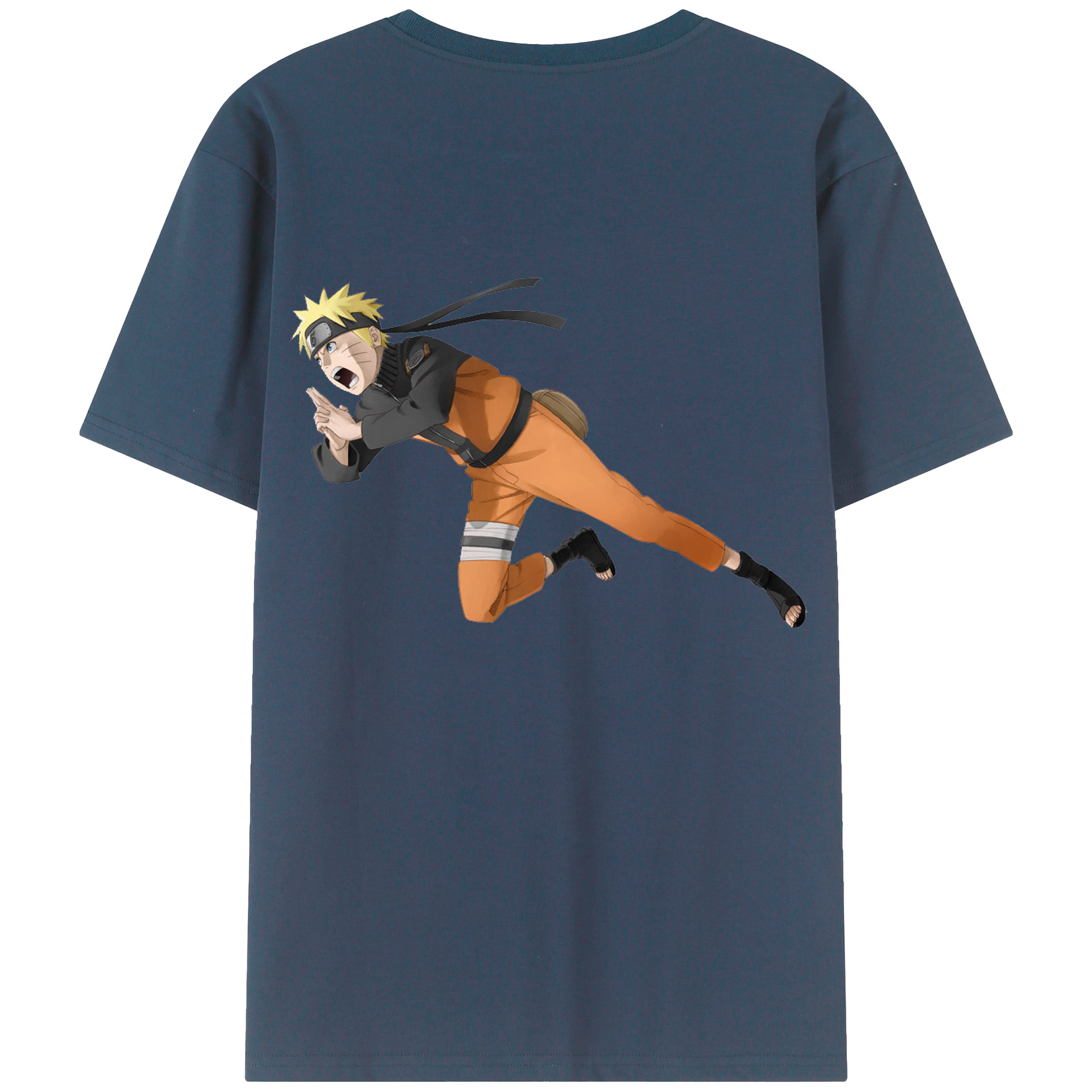 （画像用） NARUTO -ナルト- うずまき ナルト Uzumaki Naruto 綿100％ メンズ半袖Tシャツ（バックプリント） 通気性