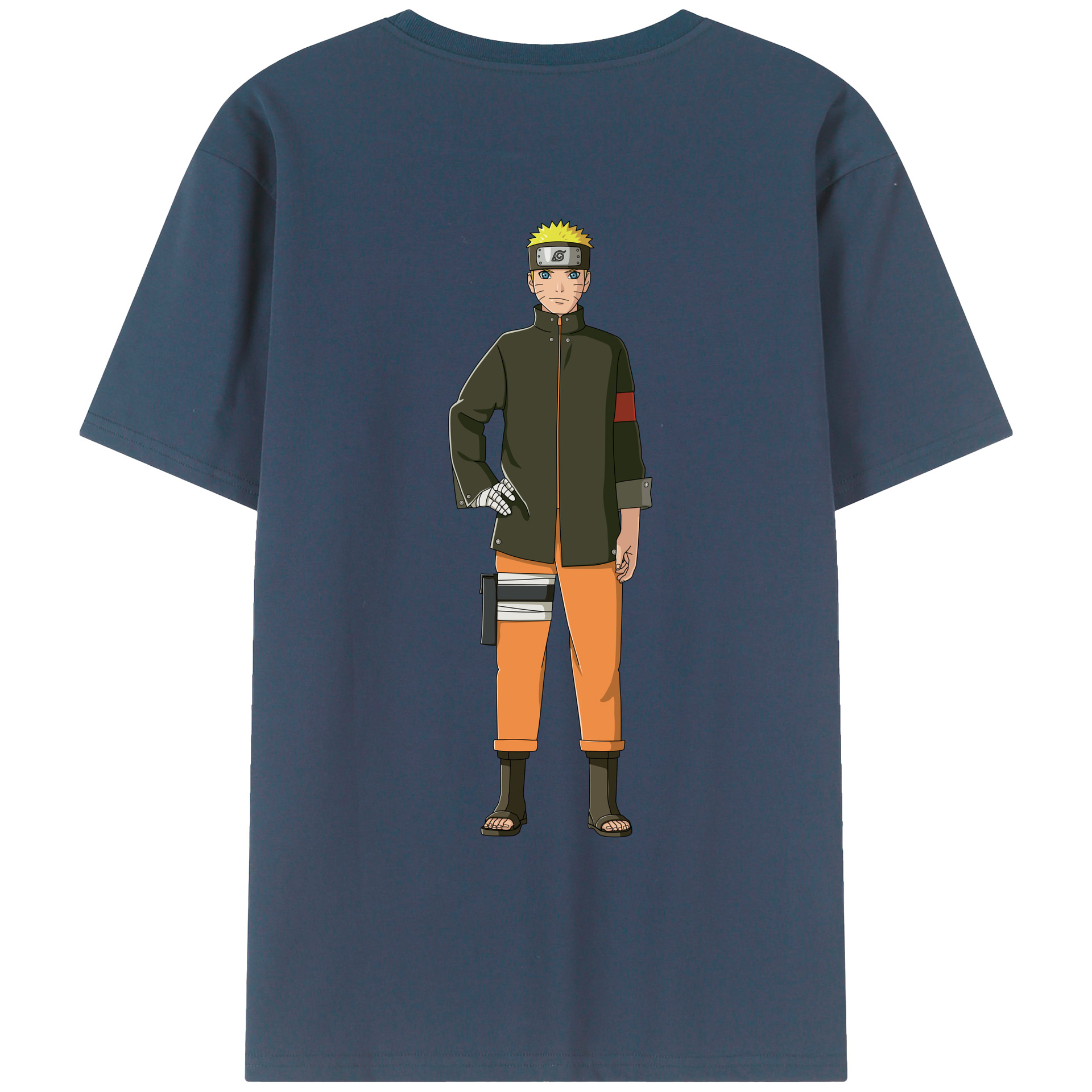 （画像用） NARUTO -ナルト- うずまき ナルト Uzumaki Naruto 綿100％ メンズ半袖Tシャツ（バックプリント） 通気性